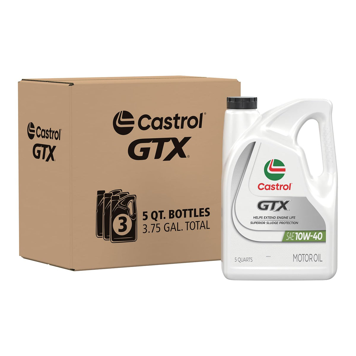 Castrol Gtx 10W-40 Conventional Motor Oil, 5 Quarts, Pack Of 3