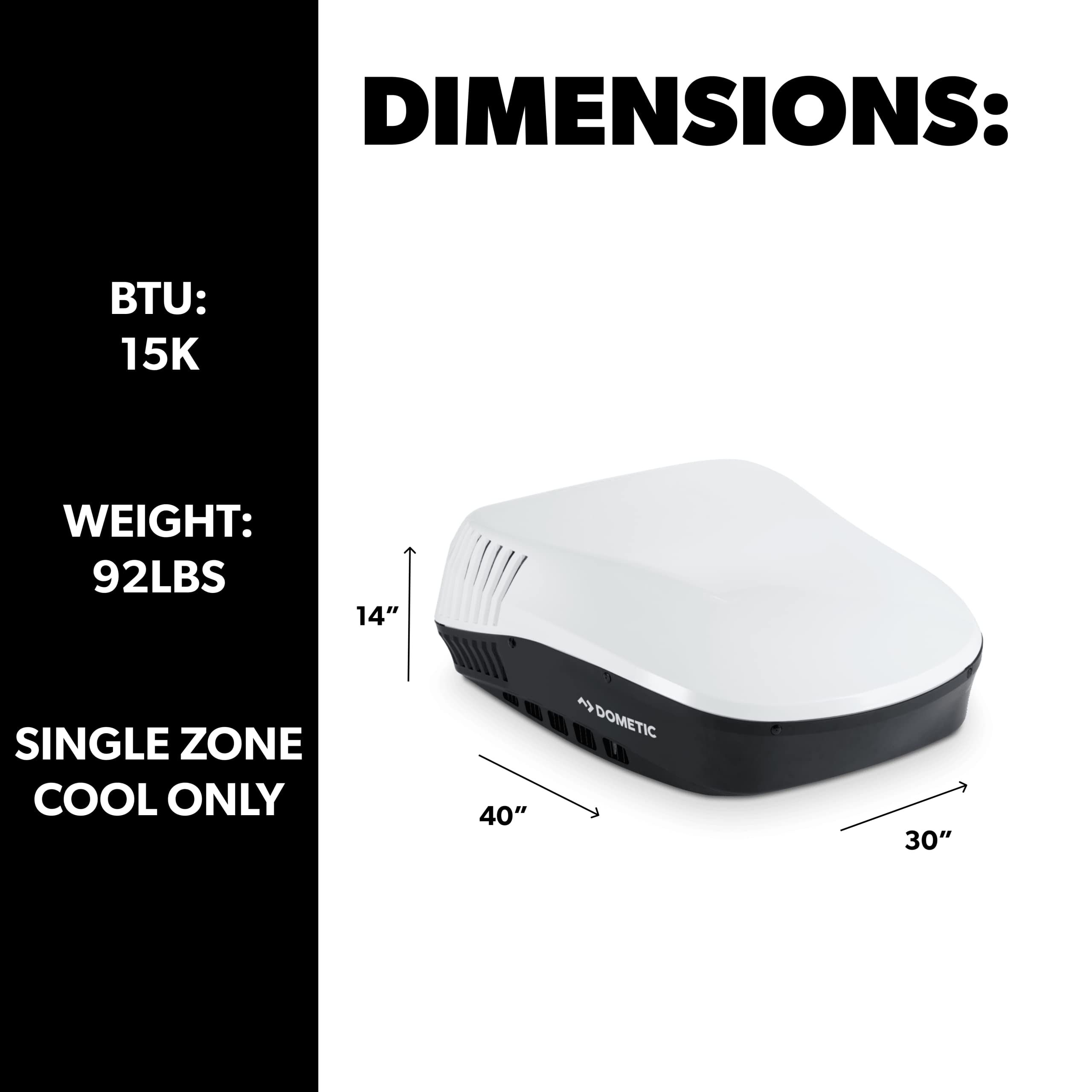 Dometic Blizzard Nxt Air Conditioner -15K Btu Mid-Profile Rooftop Ac W/Pre-Installed Multi-Zone Ccc Ii Control Board - Ac Unit For Rvs And Trailers - Cool Only, Polar White