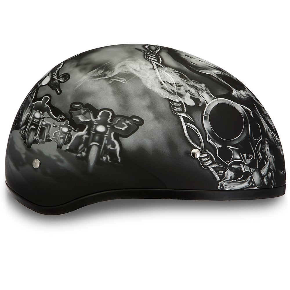 Daytona Helmets Motorcycle Half Helmet Skull Cap- Guns 100% Dot Approved