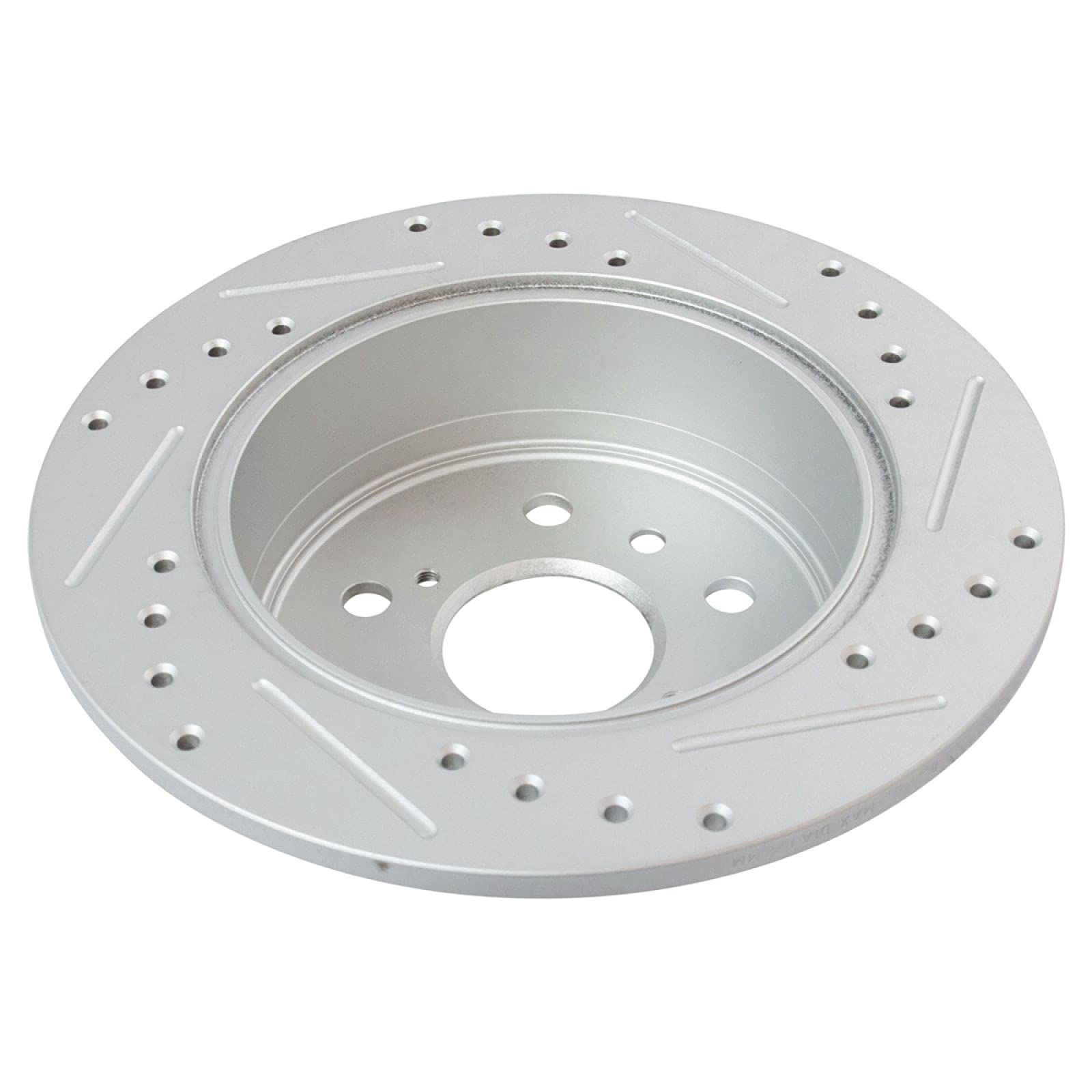 Trq Rear Performance Brake Rotors Set Solid Premium G-Coated Cross Drilled & Slotted Compatible With 2013-2018 Lexus Es300H Es35