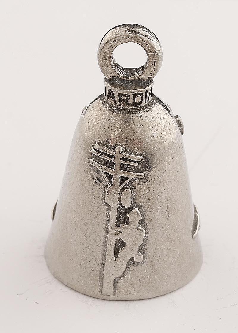 Guardian Bell Lineman Good Luck Bell W/Keyring & Black Velvet Gift Bag | Motorcycle Bell | Lead-Free Pewter | Good Luck Gift To