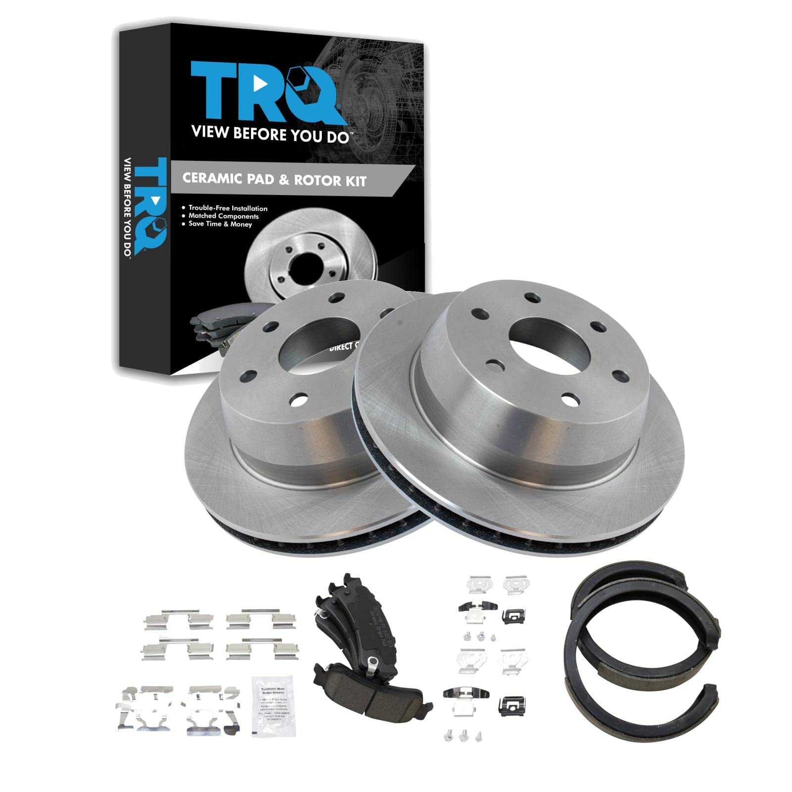 Trq Rear Brake Pad & Rotor Kit Compatible With 02 Cadillac 00-07 Chevrolet Gmc