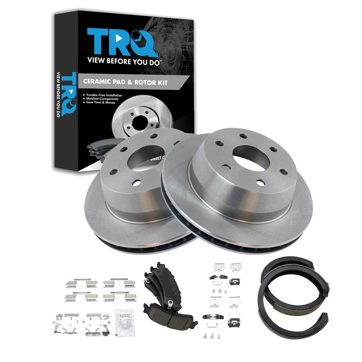 Trq Rear Brake Pad & Rotor Kit Compatible With 02 Cadillac 00-07 Chevrolet Gmc
