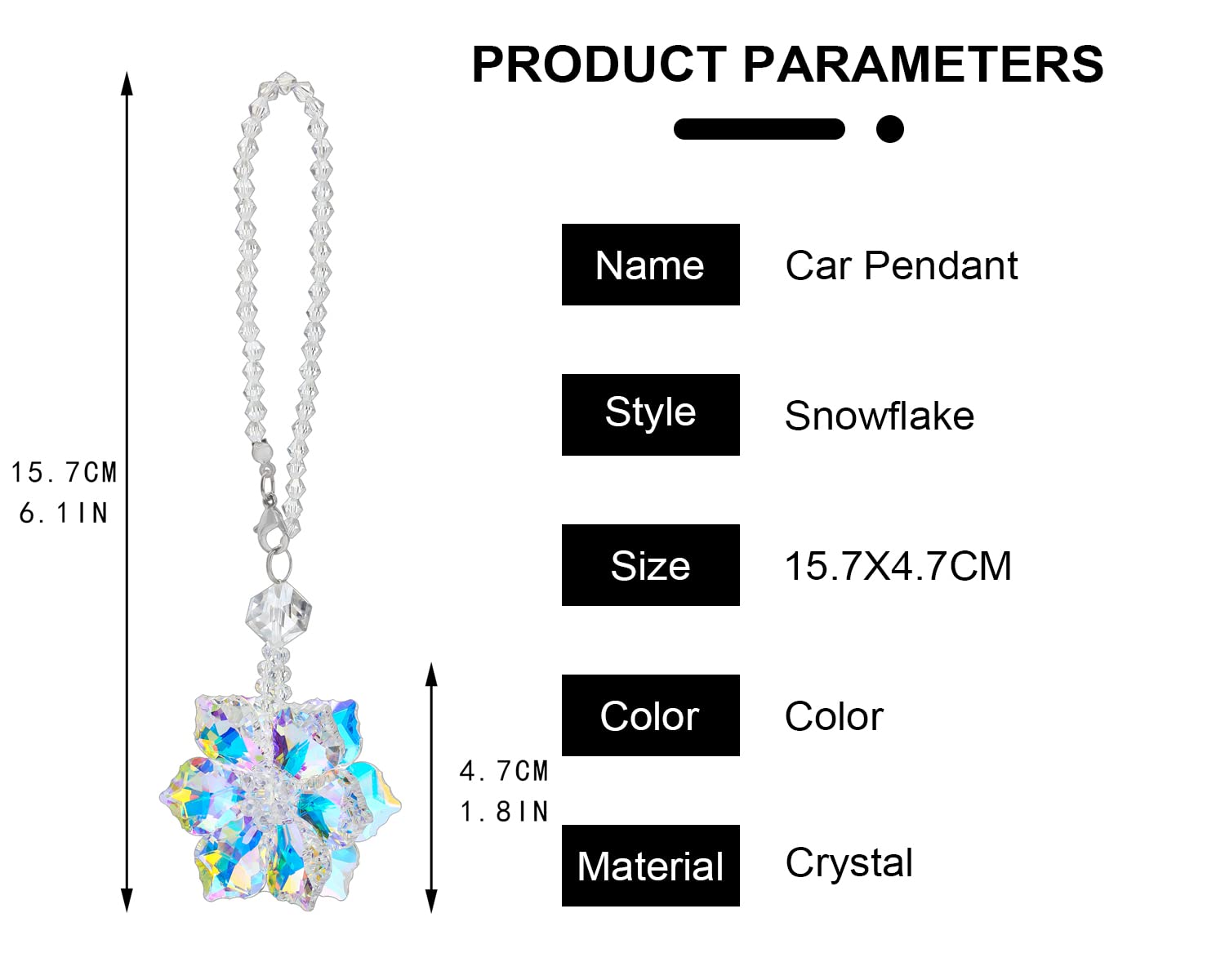 H&D Hyaline & Dora Crystal Snowflake Car Pendant Lucky Hanging Ornament Car Interior Mirror Decoration Car Accessories Home Deco