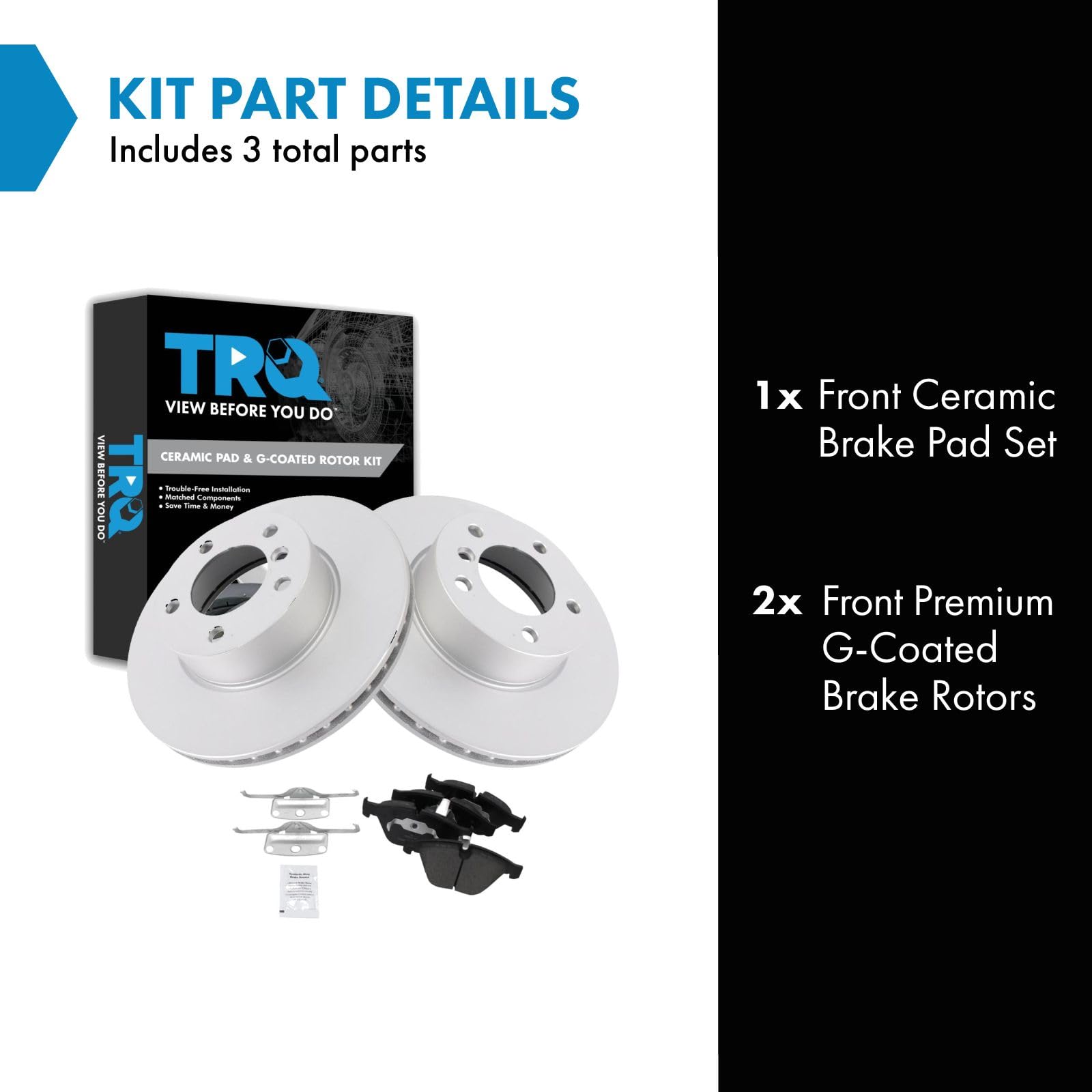 Trq Front Brake Pad & Rotor Kit Brake Pads Brake Rotor Ceramic Compatible With 2007 Bmw 328I 328Xi
