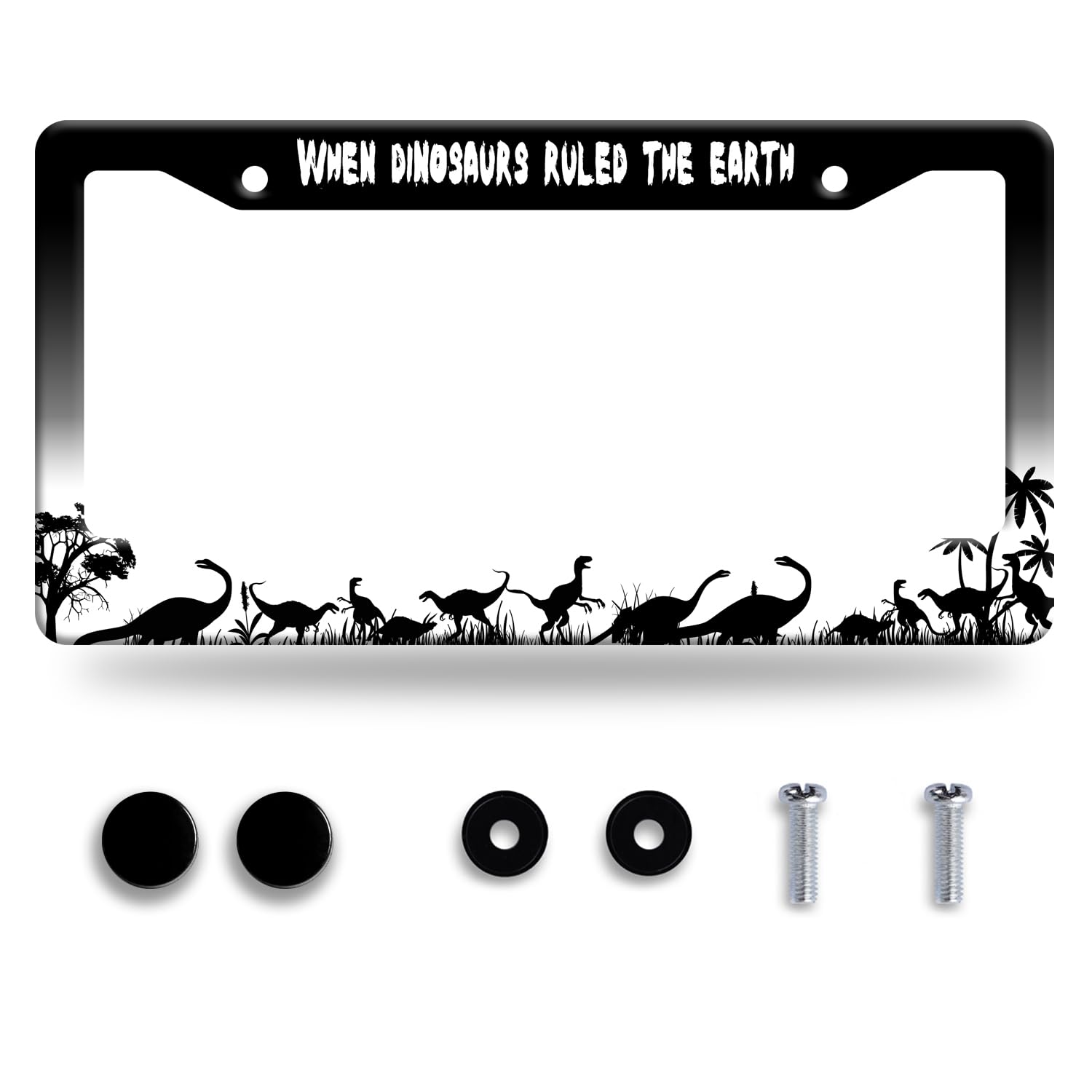 Personalise When Dinosaurs Ruled The Earth License Plate Frame License Plate Holder Car Universal Stainless Steel Accessories Ca