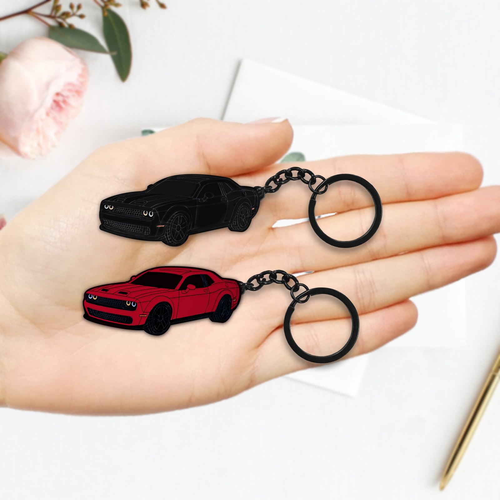 Glahorse For Dodge Hellcats Dakota Charger Srt Avenger Durango Caravan Keychain，For Dodge Hellcats Accessories 2015-2022 (Black)