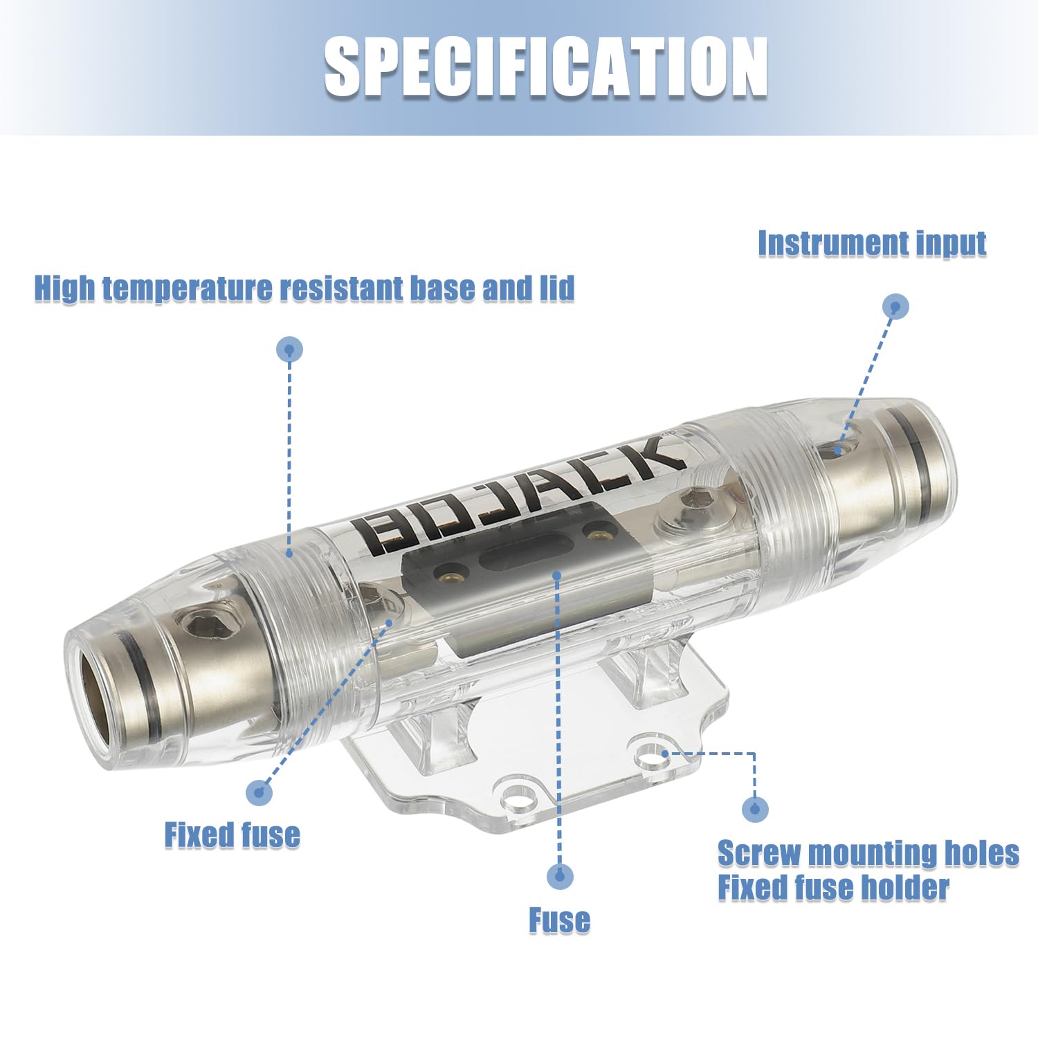 BOJACK ANL Fuse Holder with 400 Amp Fuse,Secure in-Line Installation for 0/2/4 AWG 0, 2, 4 Gauge Wires Fuse Holder 400A