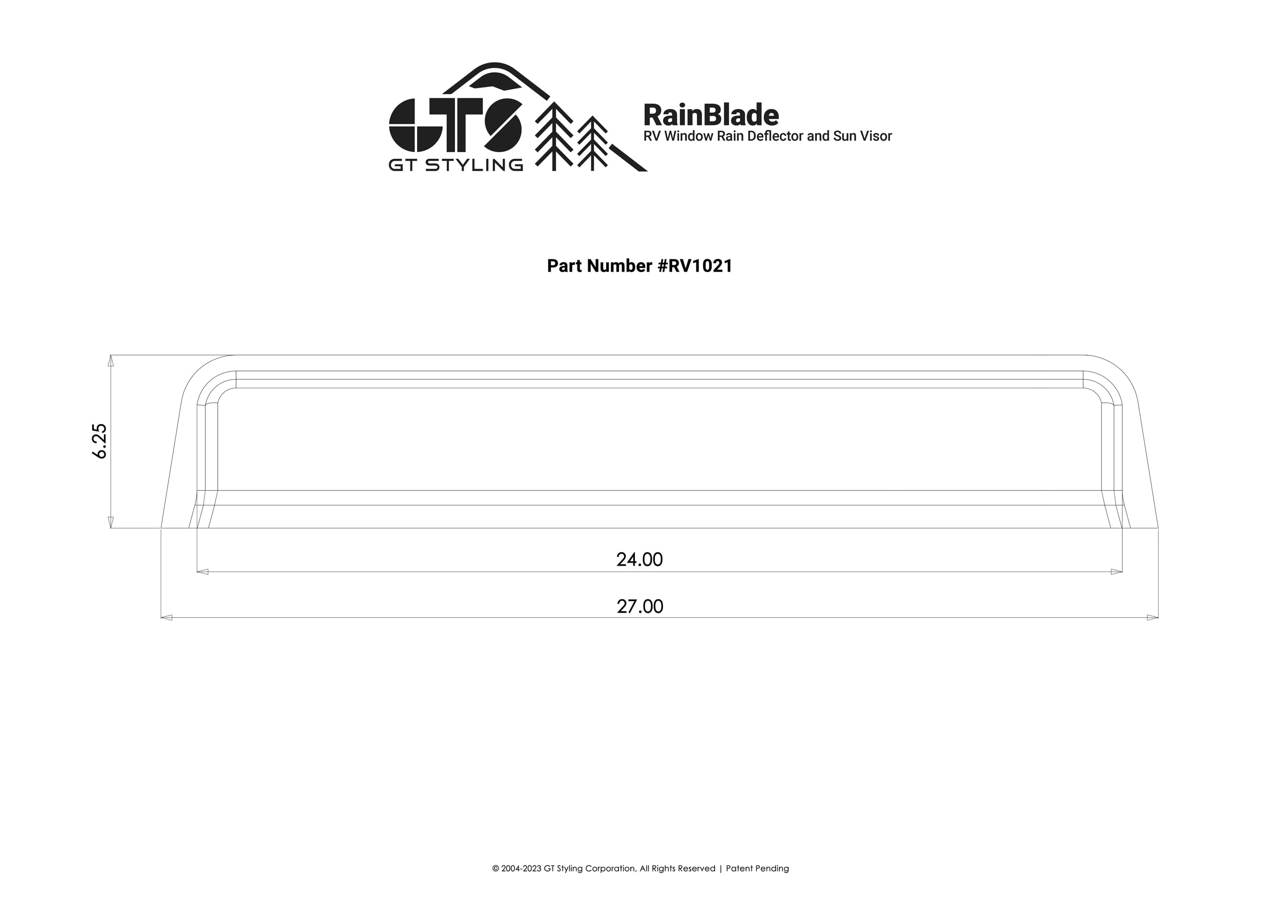 RainBlade RV Window Deflector and Sun Visor (Fits 18-21 inch Wide Window) Smoke