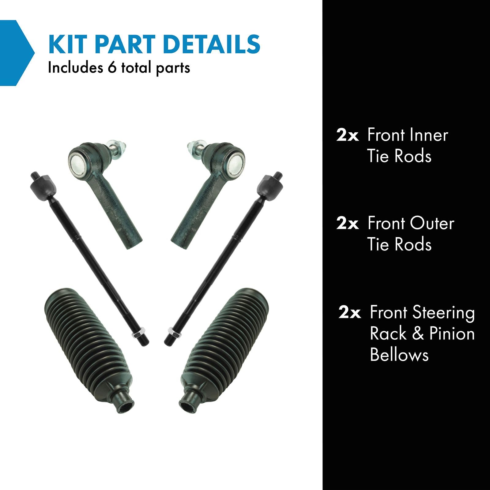 Trq Front Steering Kit Steering Rack & Pinion Bellow Tie Rod Compatible With 2011-2014 Chrysler 300 2012-2014 Dodge Challenger C