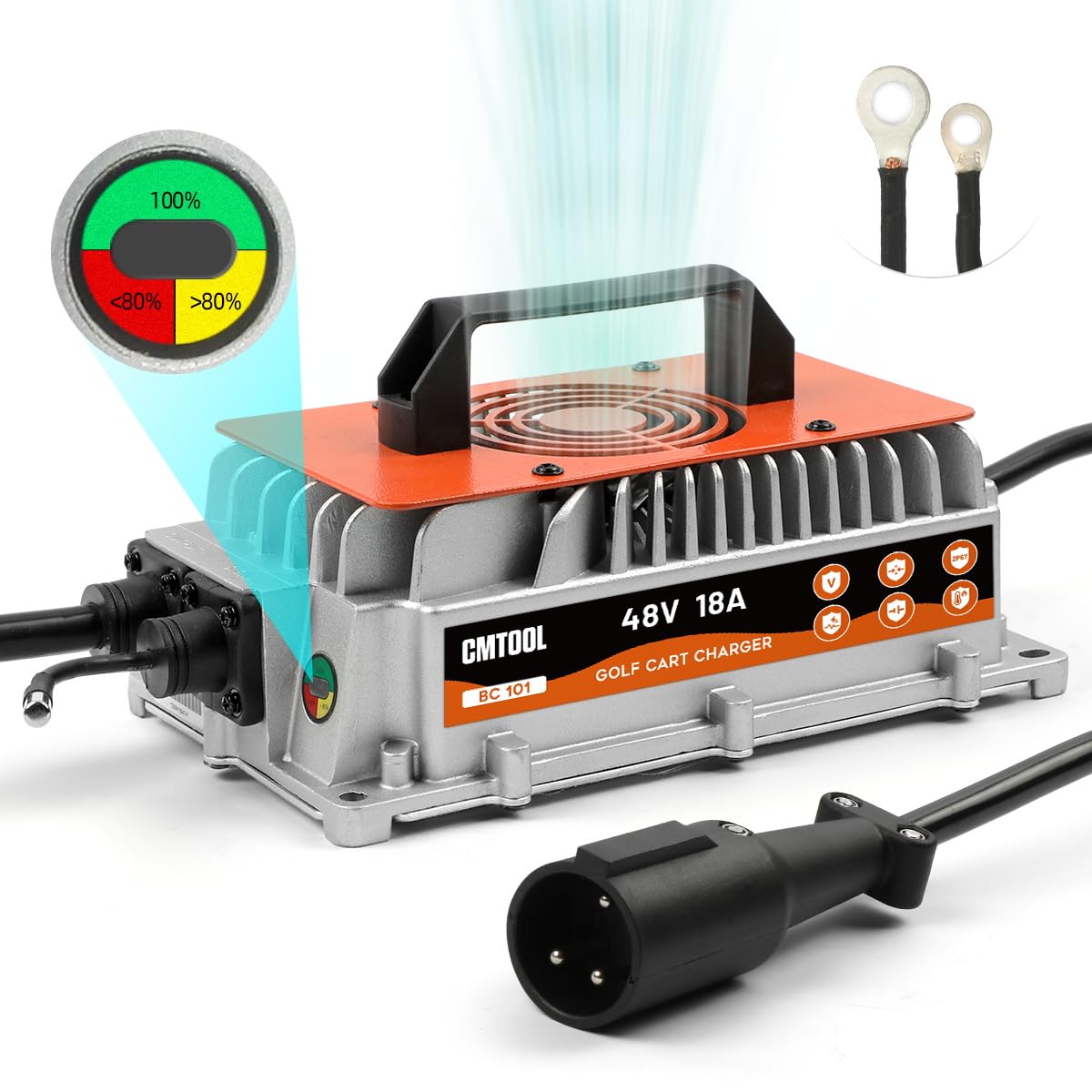 CMTOOL Golf Cart Charger 48 Volt Club Car 18 AMP 48 Volt Golf Cart Battery Charger 1250W Smart Club Car Charger 48V Golf Cart Ch