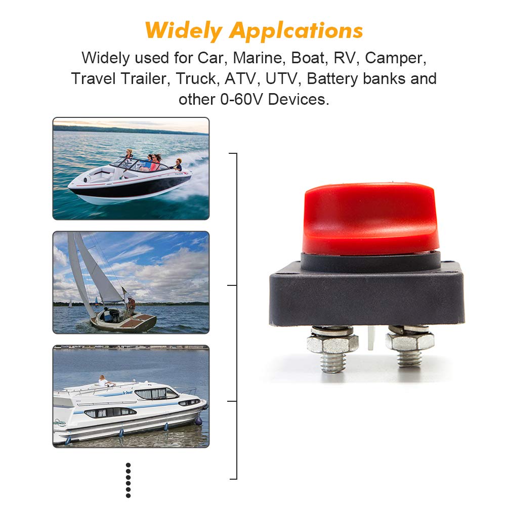 Battery Switch For Marine Boat Rv Atv Vehicle 6V 12V 48V 60V Battery Disconnect Master Isolator Switches Heavy Duty Waterproof Cut Off Shut Off Disconnect