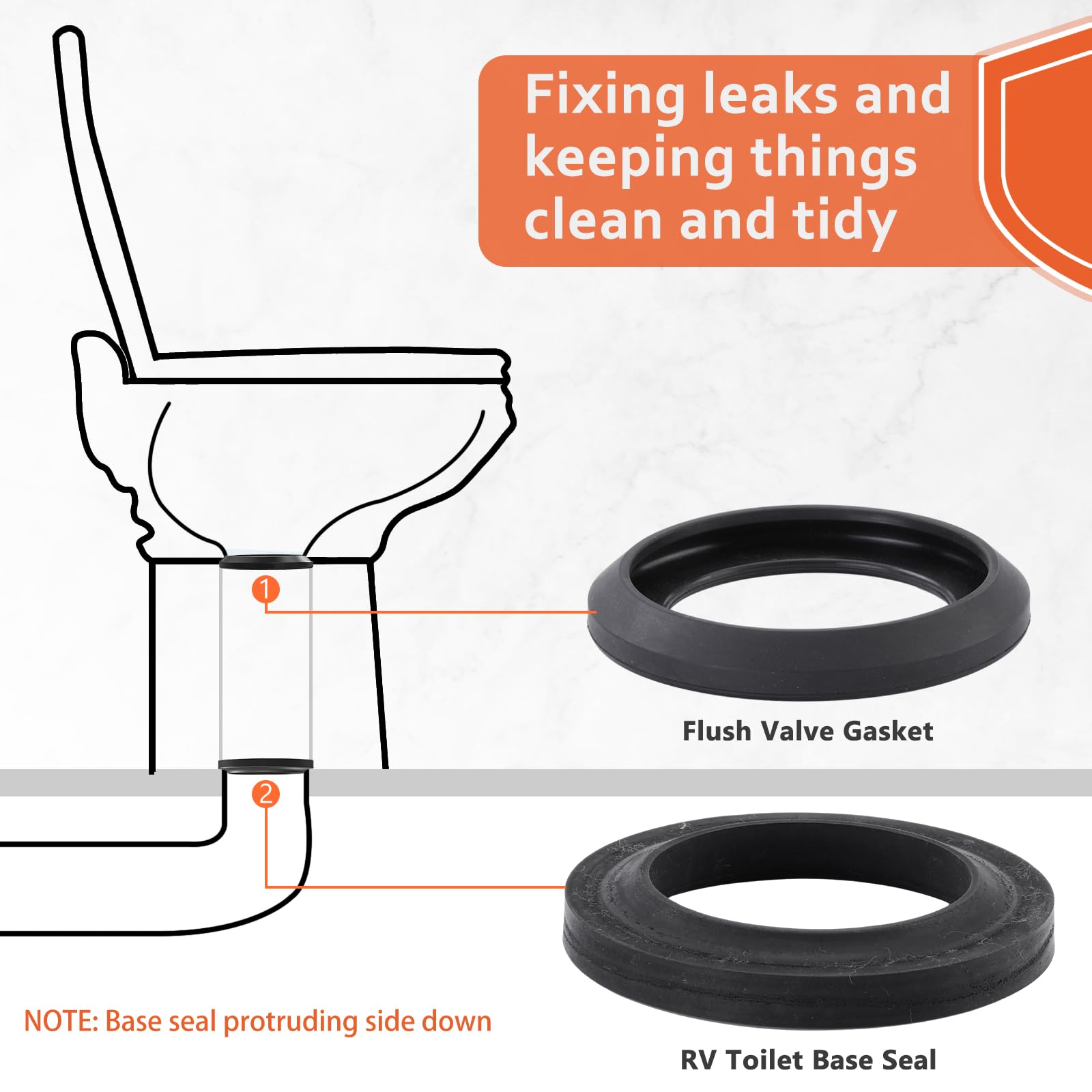 Boeemi Rv Toilet Seal Kit For Replacement Thetfords Rv Toilet Parts- Ball Seal 34120 & Mounting Hardware Kit (Include Toilet Bol