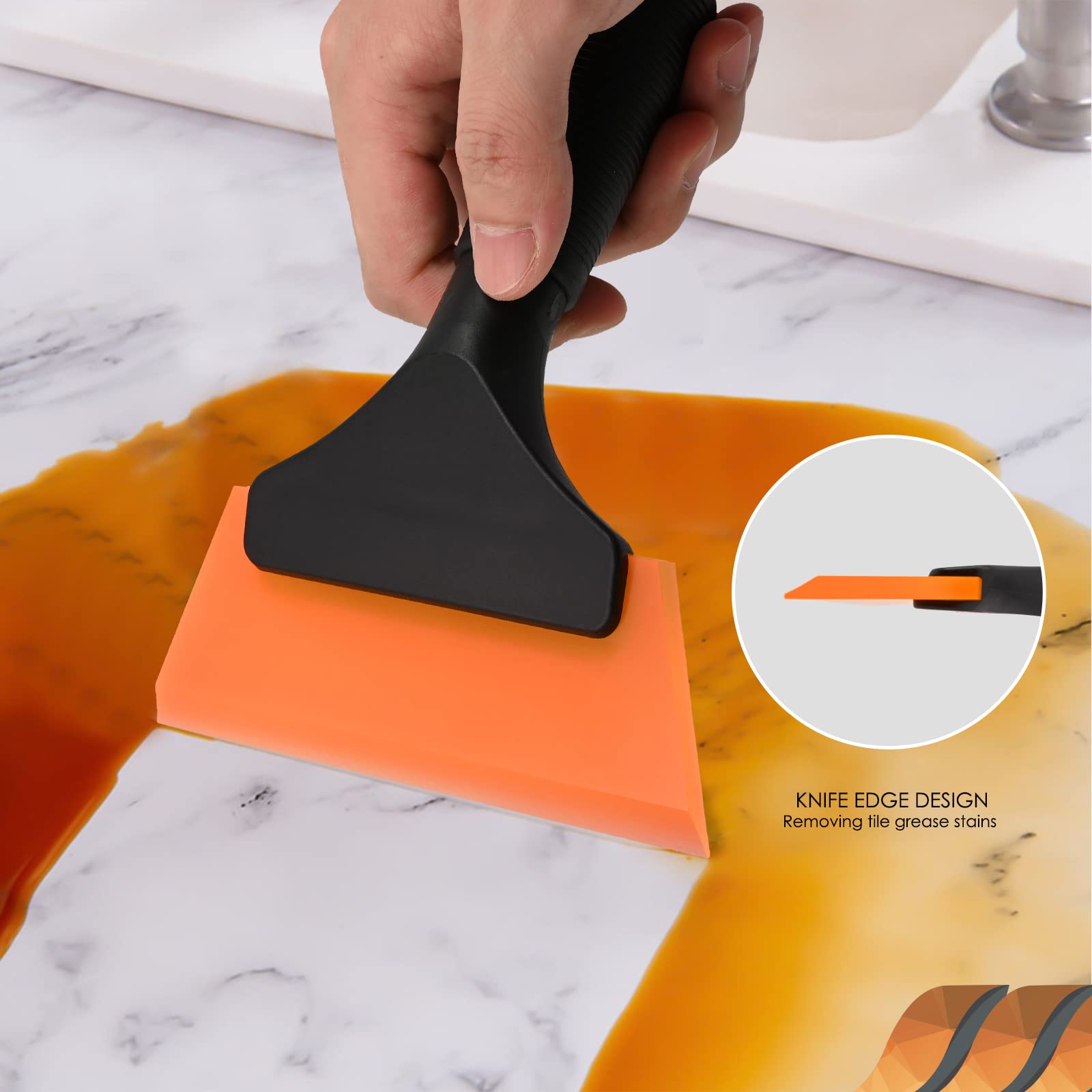 Ehdis Small Squeegee 5 Inch Rubber Window Tint Windshield Scraper For Car,Glass, Mirror, Shower, Door,Bathroom Cleaning(Orange, 2)