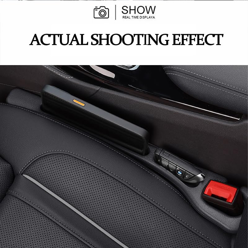 Car Seat Gap Filler Organizer Universal Fit Car Suv Truck Console Side Plug Strip Stopping Phone Key From Falling, Pack Of 2 Bla
