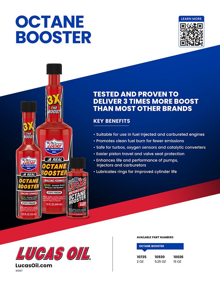 Lucas Oil 10026-Pk12 Octane Booster - 15 Oz (Pack Of 12)