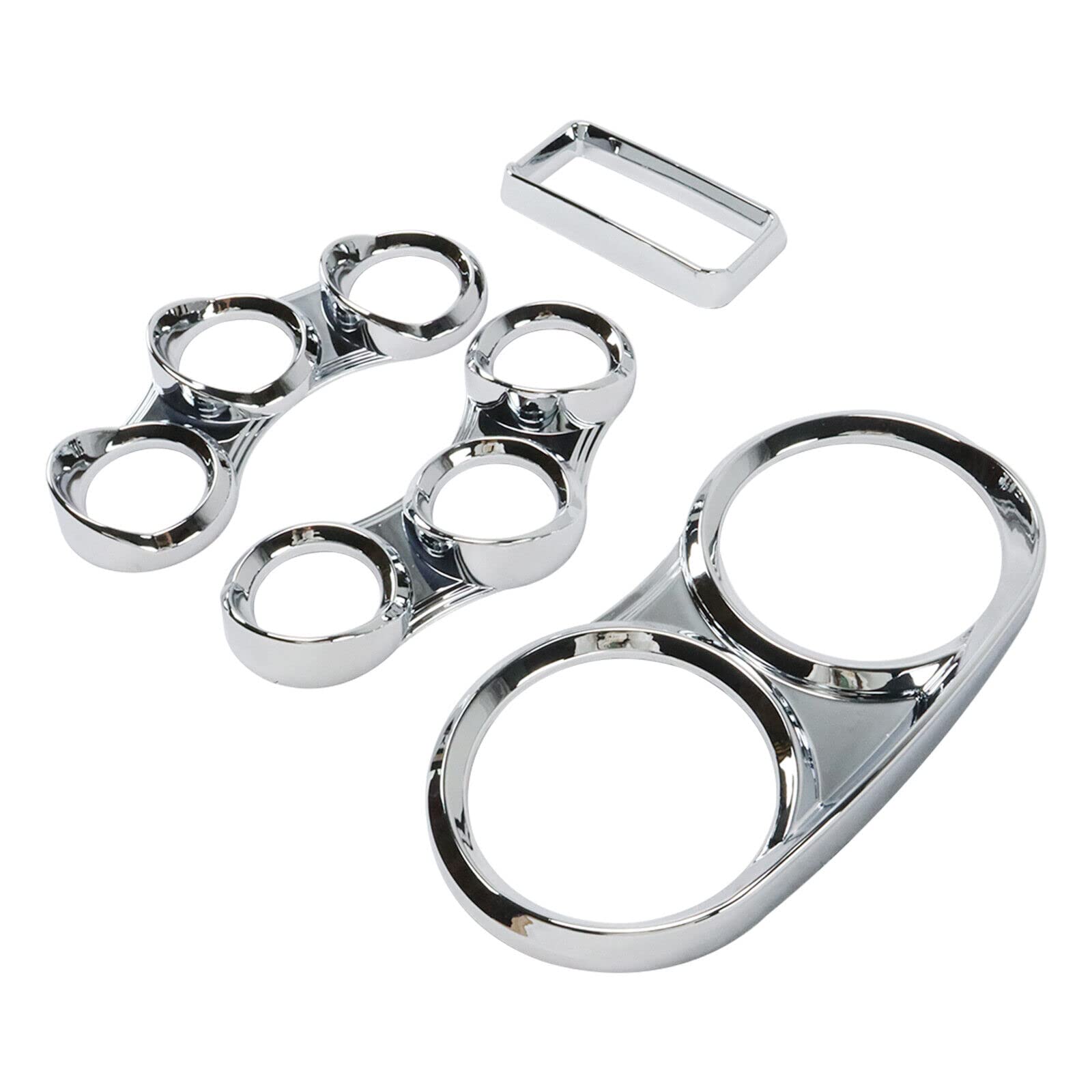 LOSTAR Peterbilt Center Gauge Cover Kit, Instrument Dash Gauge Covers with Visor Chrome Fits 2006-2020 Peterbilt 379 384 386 387