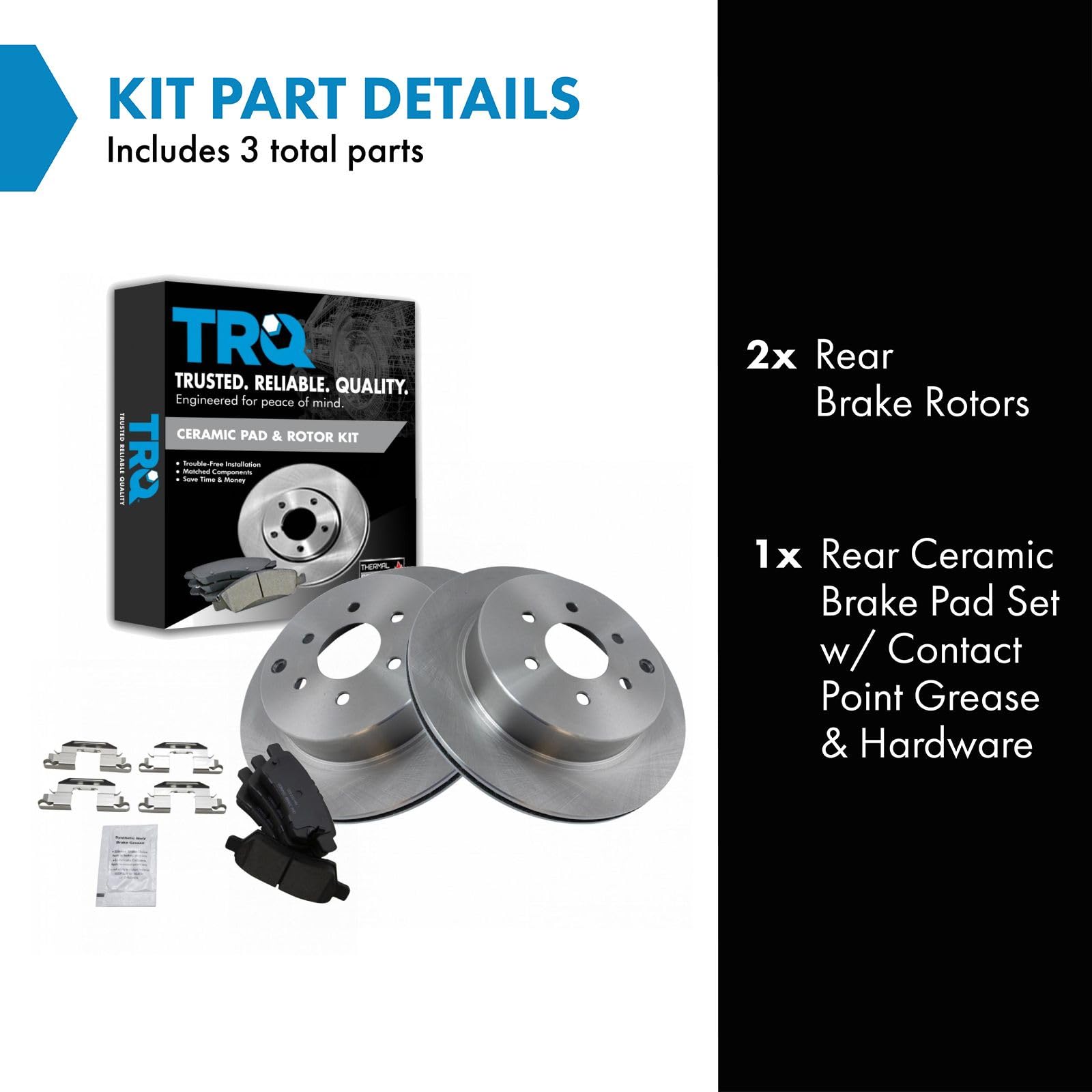 TRQ Rear Brake Pad & Rotor Kit Brake Pads Brake Rotor Ceramic Compatible with 2005-2012 Nissan Pathfinder