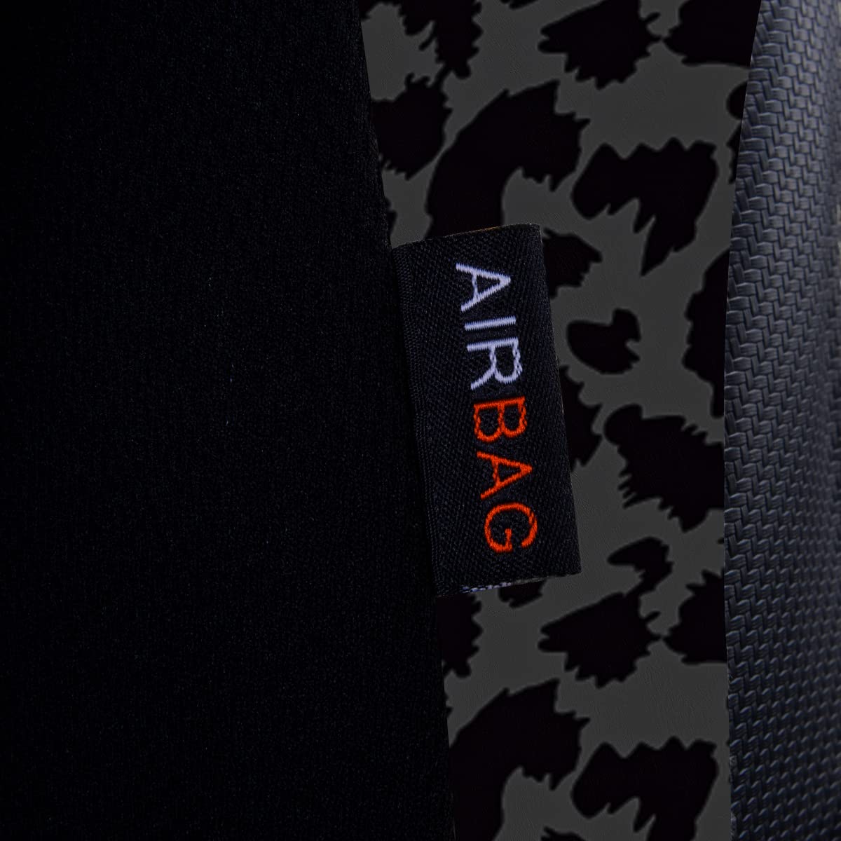 Flying Banner Carbon Fiber Leather Vehicle Seat Covers, Leopard Gray Black, Universal Fit - 8Pcs