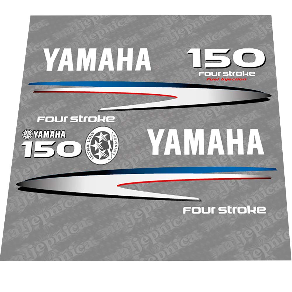 411 Decals Aftermarket Replacement for Yamaha 150 Four Stroke (2002-2006) Gray-White Outboard Decal (Sticker) Set