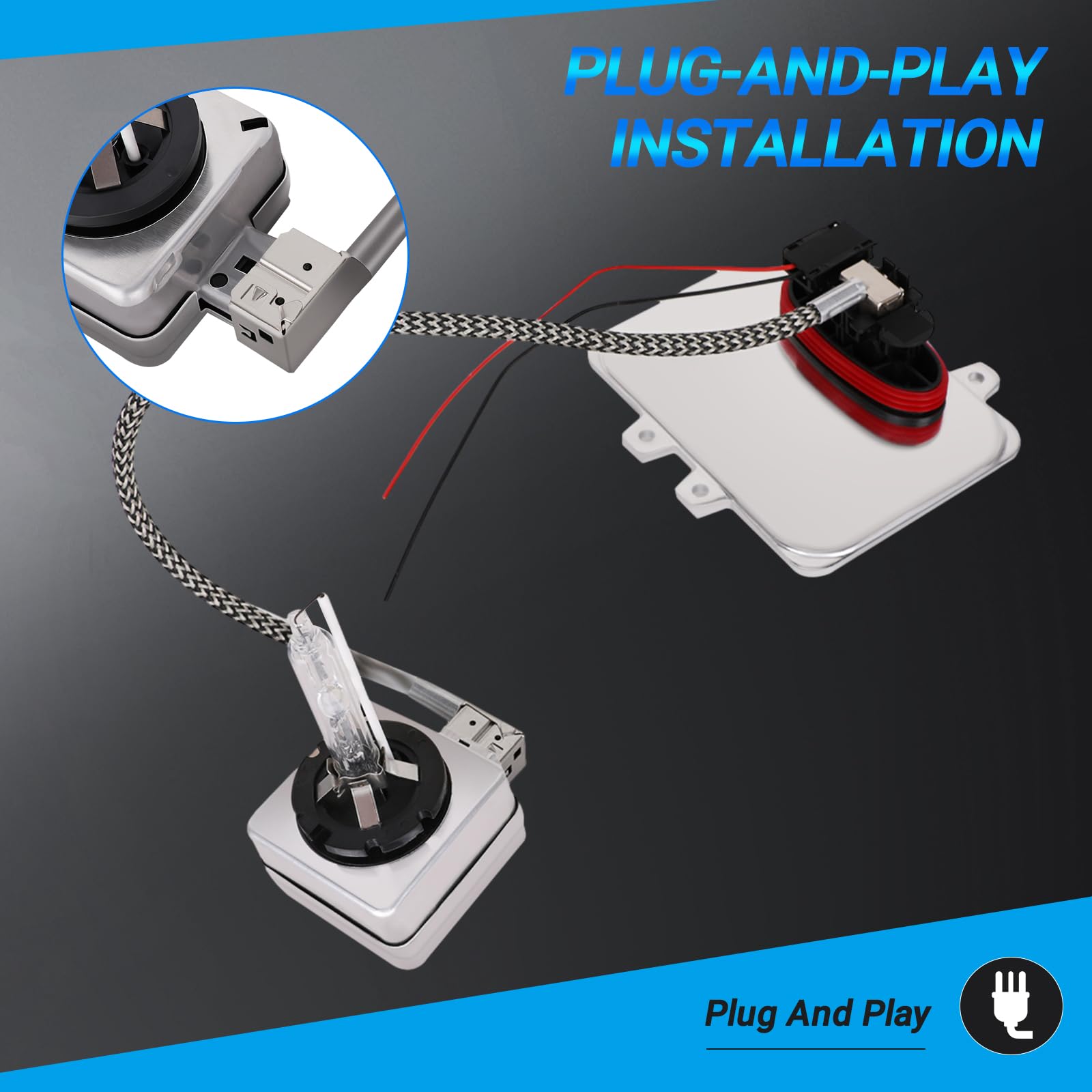 5DV 009 000-00 Xenon HID Ballast Headlight Control Unit W/ Igniter and D1S Bulb Replacement for 2007-2014 Cadillac Escalade, 200