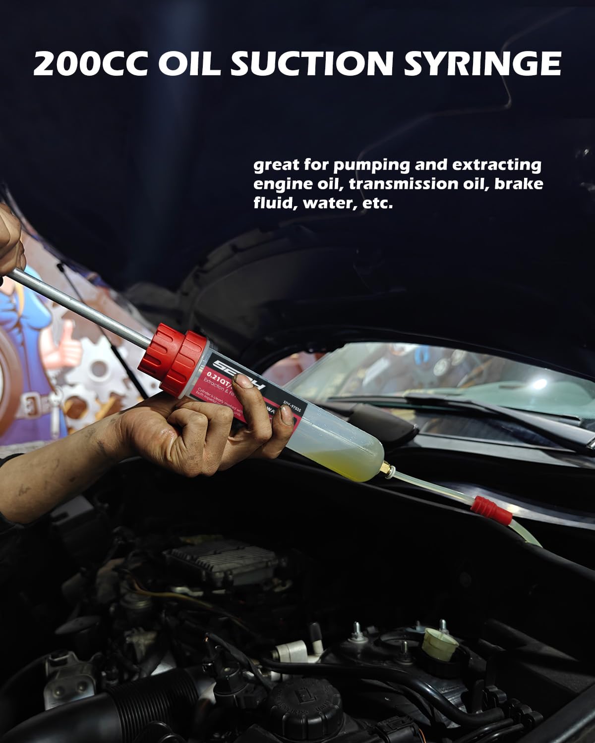Sedy Fluid Extractor - 200Cc Multi-Purpose Syringe, Oil Suction Pump, Manual Extraction And Filling Pump, Automotive Oil Syringe