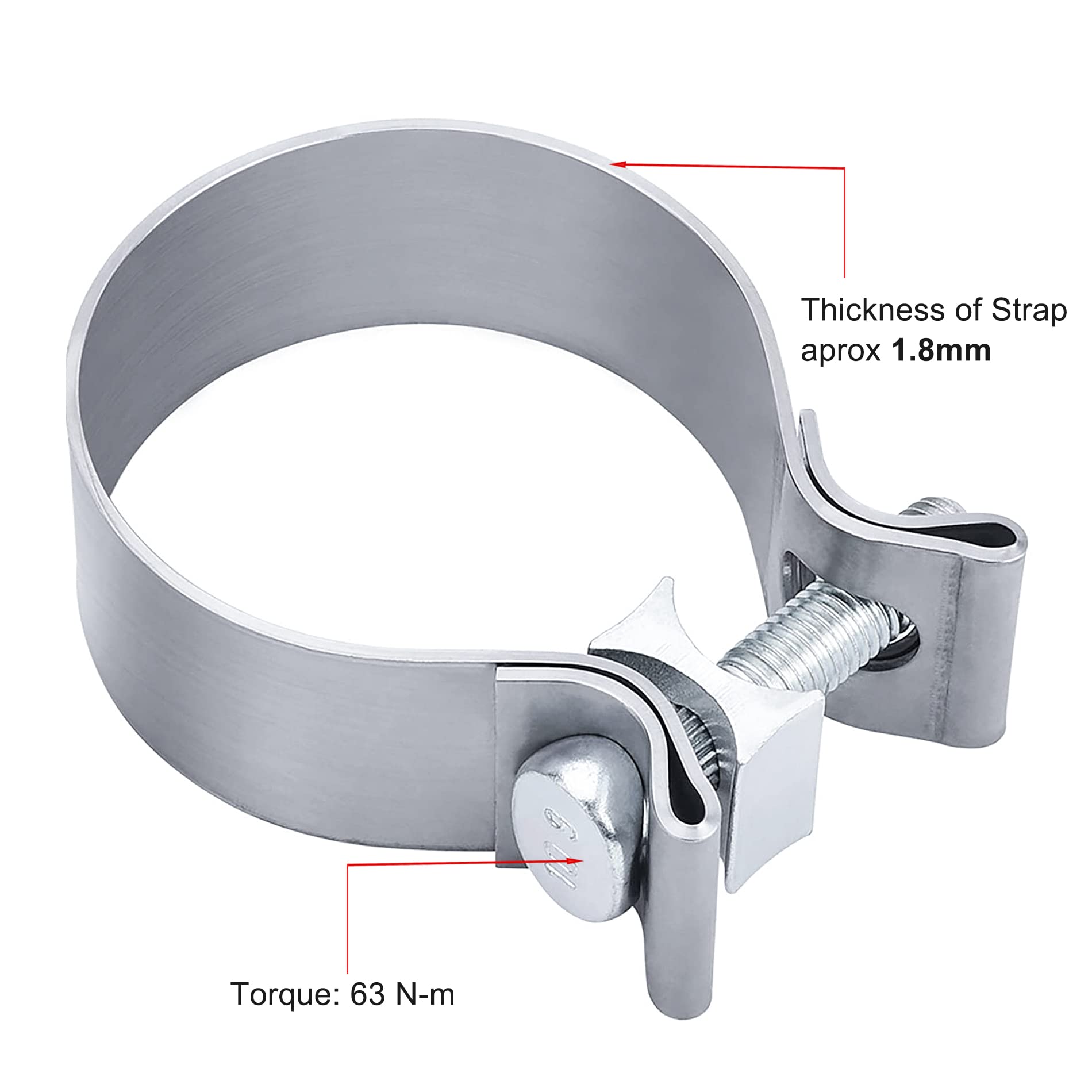 Evil Energy 2.0 Inch Exhaust Clamp,Narrow Band Muffler Clamp Stainless Steel 2Pcs
