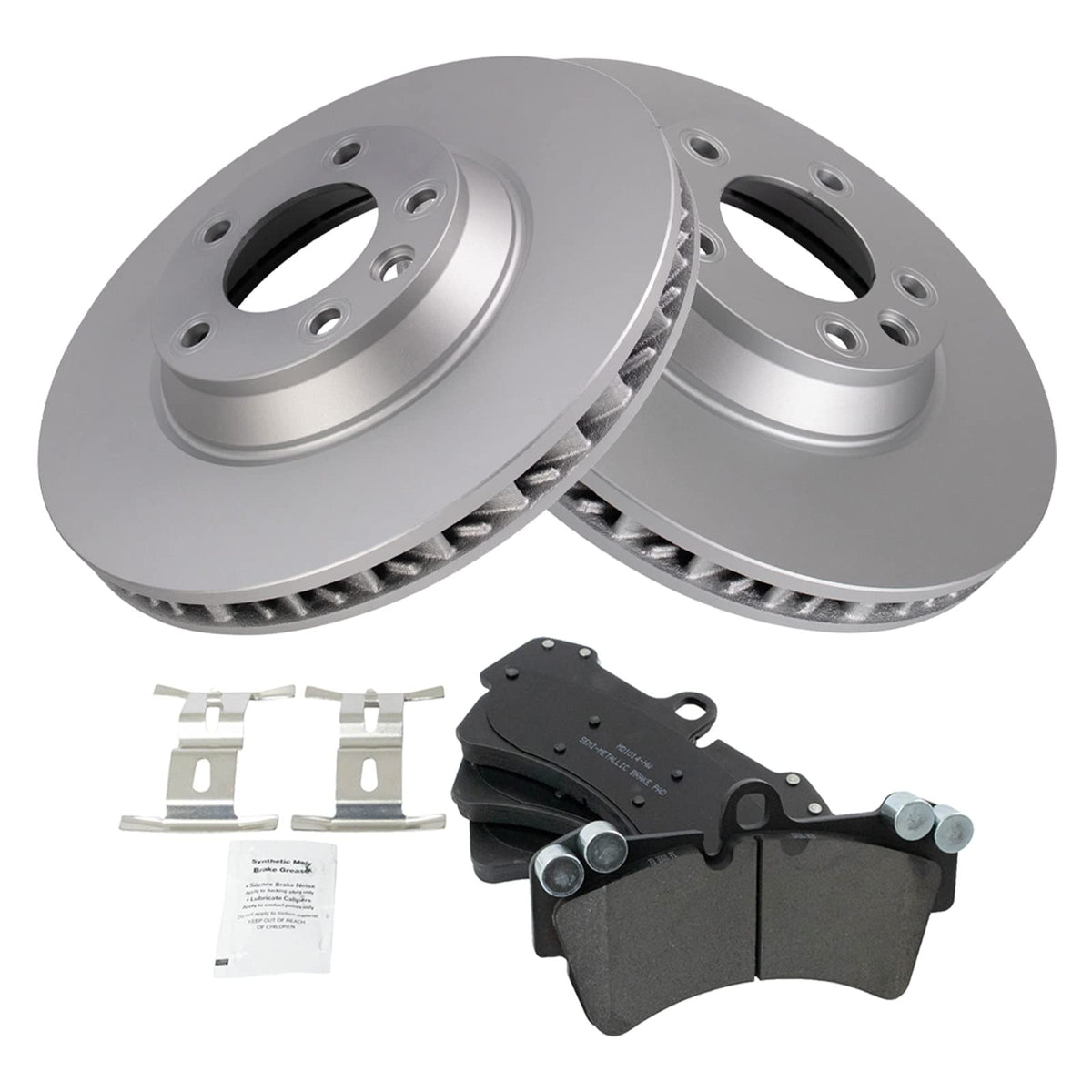 Trq Front Brake Pad & Rotor Kit Brake Pads Brake Rotor Semi-Metallic Premium G-Coated Compatible With 2007-2015 Audi Q7 2003-201