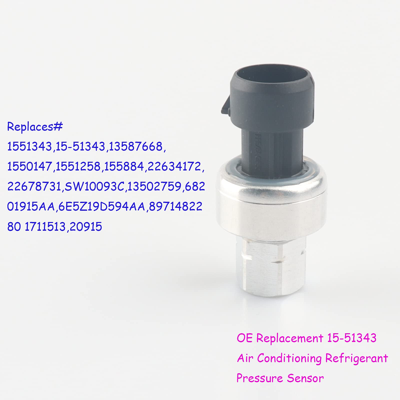 1551343 Ac High Pressure Sensor Switch,15-51343,13587668 Compatible With Chevy Suburban Tahoe 2002-2021,Buick Cadillac Gmc Sierra 2003-2020,Pontiac Saturn 2002-2010 Hvac Pressure Transducer Mt1247