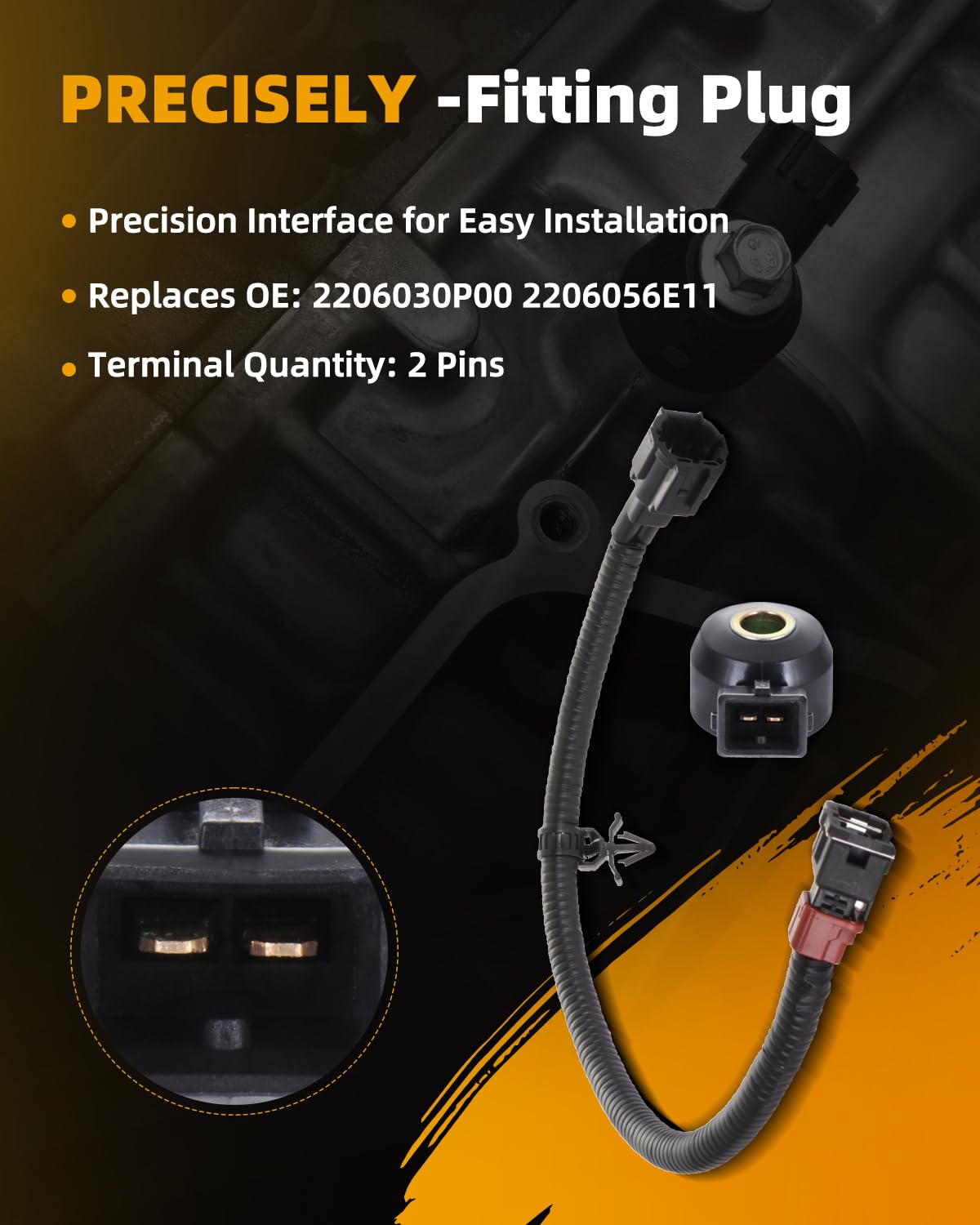 ROADFAR Detonation Knock Sensor with Harness 2206030P00 Fit for Infiniti G20 I30 J30 Q45 QX4,for Mercury Villager,for Nissan 200