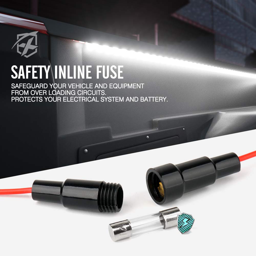 Xprite 60' Inch White LED Truck Bed Lights Strip Kit, Decoration Lighting Bar for Cargo Pickup Trucks Tonneau Cover Van SUV RV Boat, with On/Off Switch - 2PCS