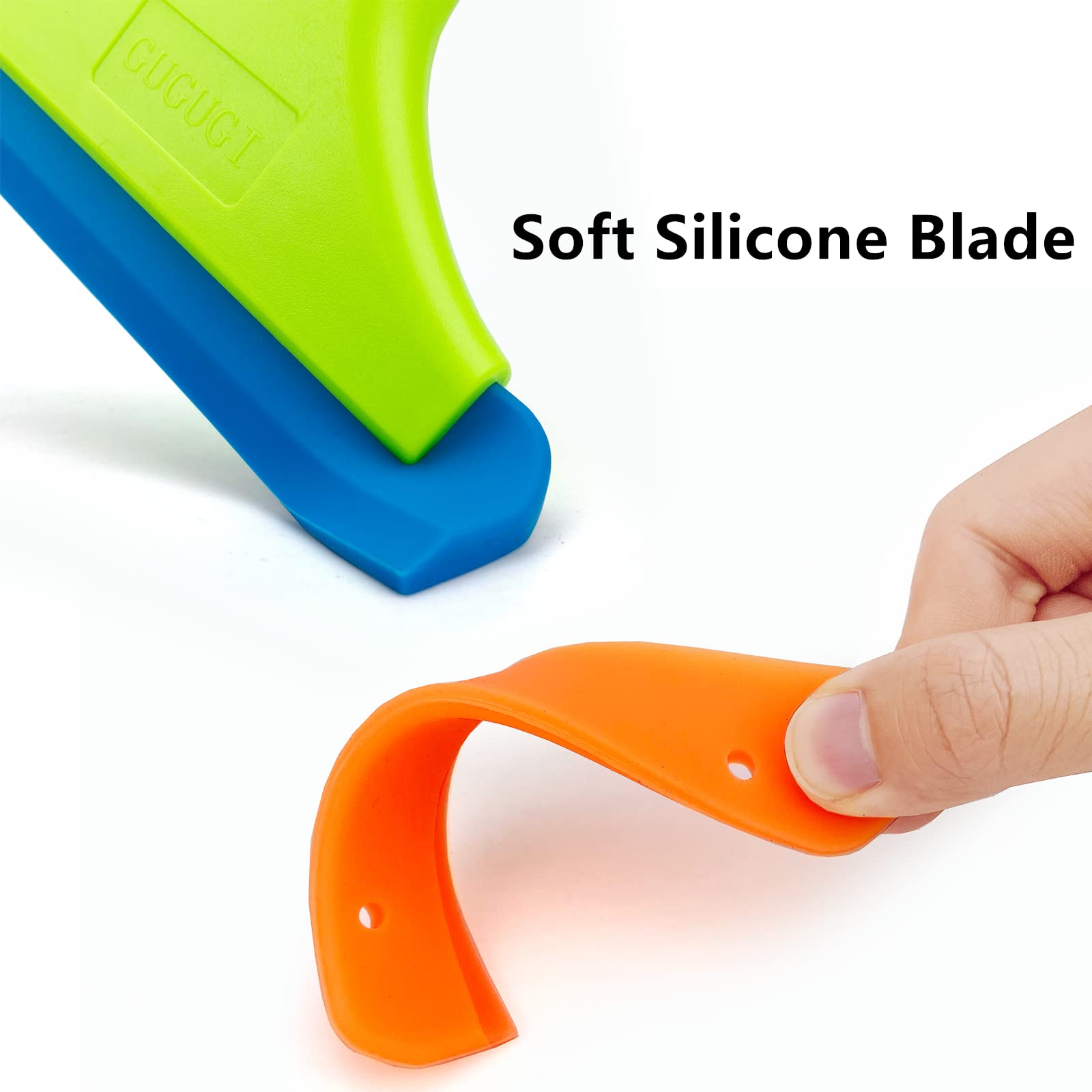 Super Flexible Silicone Squeegee, Auto Water Blade, Water Wiper, Shower Squeegee, 5.9'' Blade And 7.5'' Long Handle, For Car Windshield, Window, Mirror, Glass Door, Green+Lake Blue