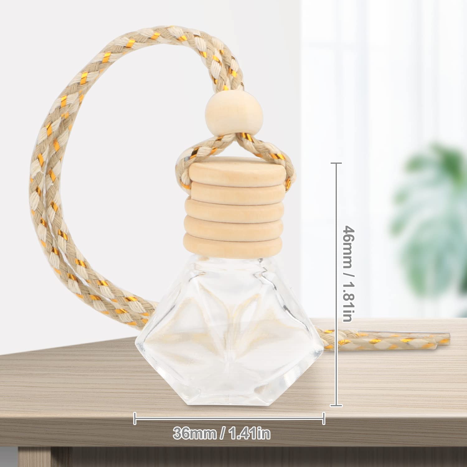 DMuuuDM 20 Pcs 8ml Hanging Car Air Freshener Diffuser,Empty Refillable Clear Glass Essential Diffuser Oil Aromatherapy Fragrance