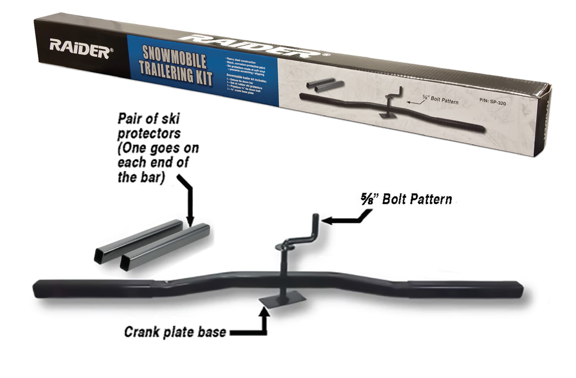 Raider Sp-320 Deluxe 5/8 Snowmobile Trailer Tie Down Secure Kit (Includes Ski Protectors),Black