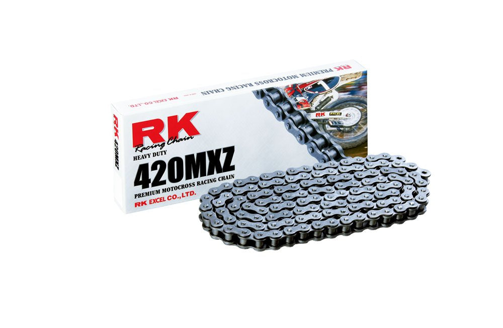 Rk Racing Chain 420Mxz-144 (420 Series) Steel 144 Link Heavy Duty Mx/Sx Racing Non O-Ring Chain With Connecting Link