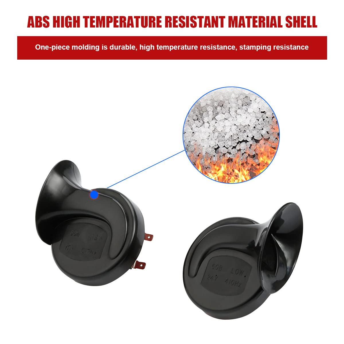 2Pcs 300Db Super Loud Train Horns, 12V Waterproof Air Horns Replacement Kit, Car Air Electric Snail Double Horn, Automotive Accessories Universal For Car, Motorcycle, Truck, Bike, Boat (Red)