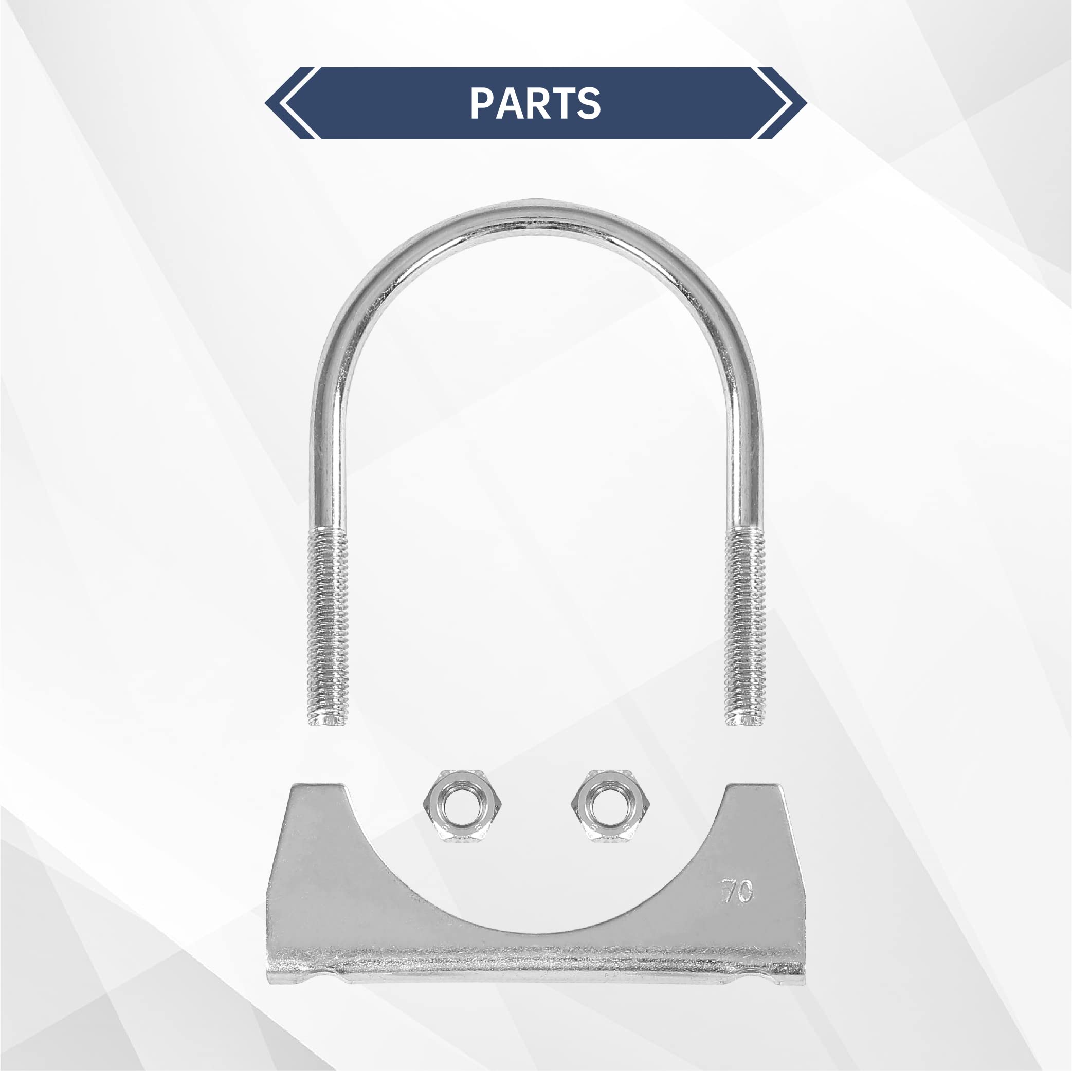 Batoneco 2.75'' U Bolt Clamp, Muffler Exhaust Clamps,2-3/4 Inch Saddle Style Heavy Duty Mild Steel(4-Pack)