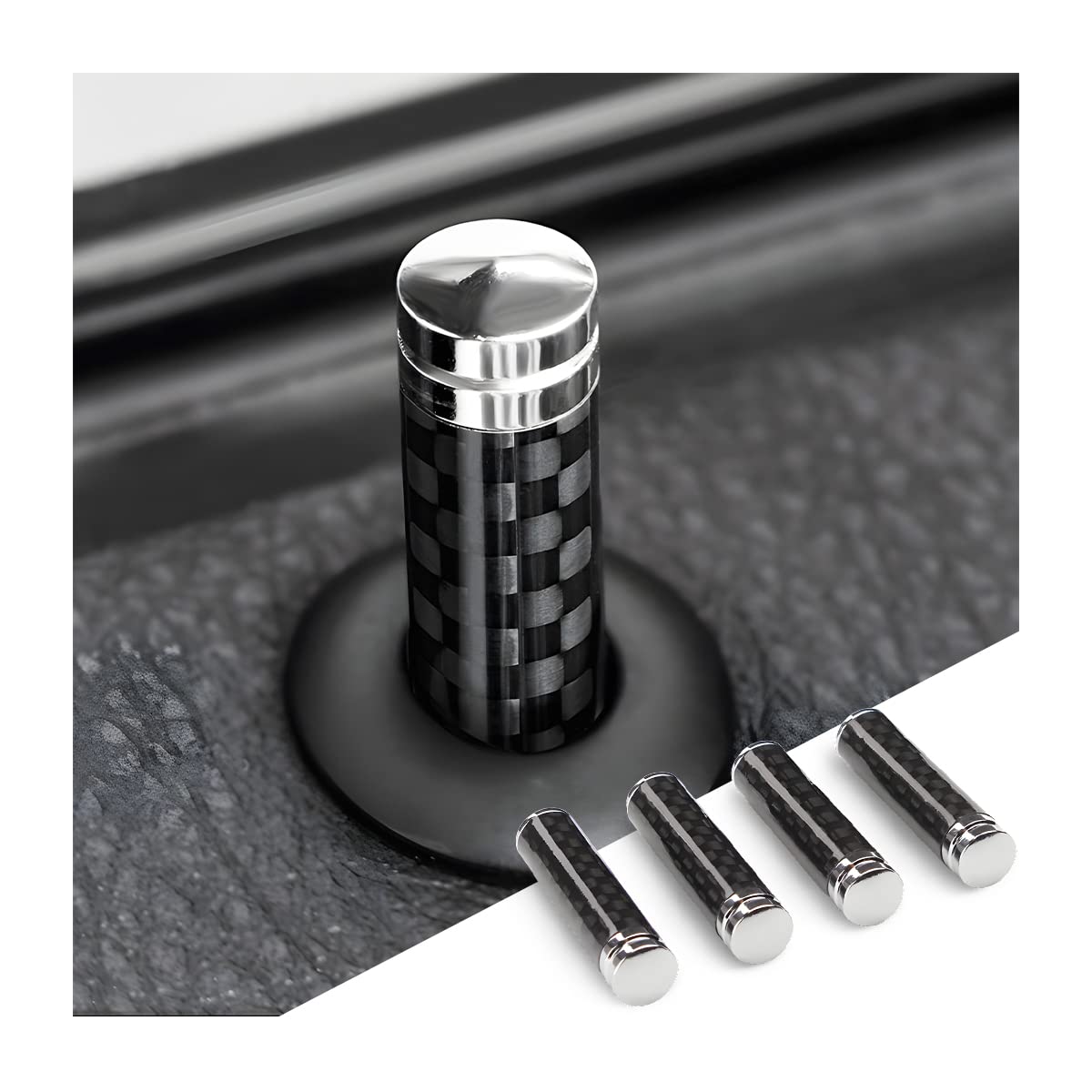 4Pcs Car Door Lock Knobs, Carbon Fiber Auto Door Lock Pin Cover, Interior Vehicle Door Pull Pins, Door Bolt Decorative Modificat