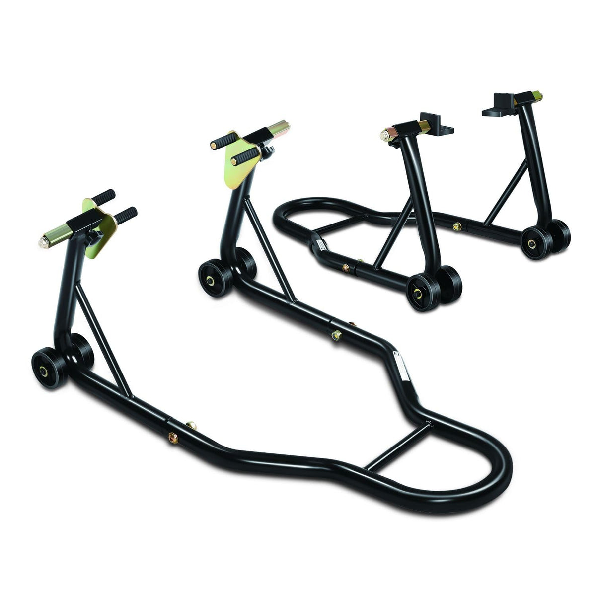 DNA MOTORING Motorcycle Stand Lift Universal Paddock Lift Stand 880 Capacity Front Wheel Fork Stand Rear Wheel Swingarm Spool St