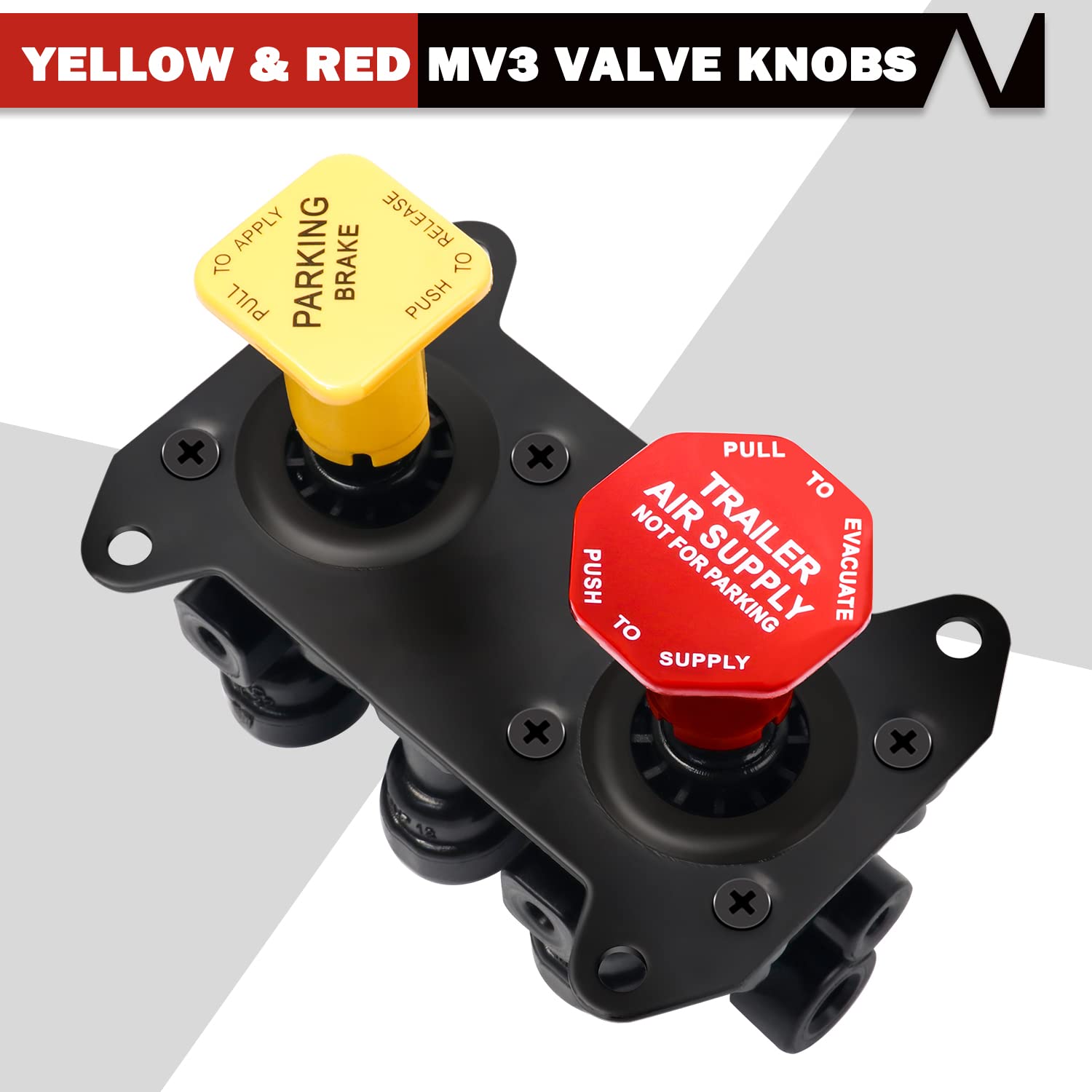 Yiachuii 298818N Yellow Semi Truck Parking Brake Knobs And 298817N Red Tractor Trailer Air Brake Knob Set