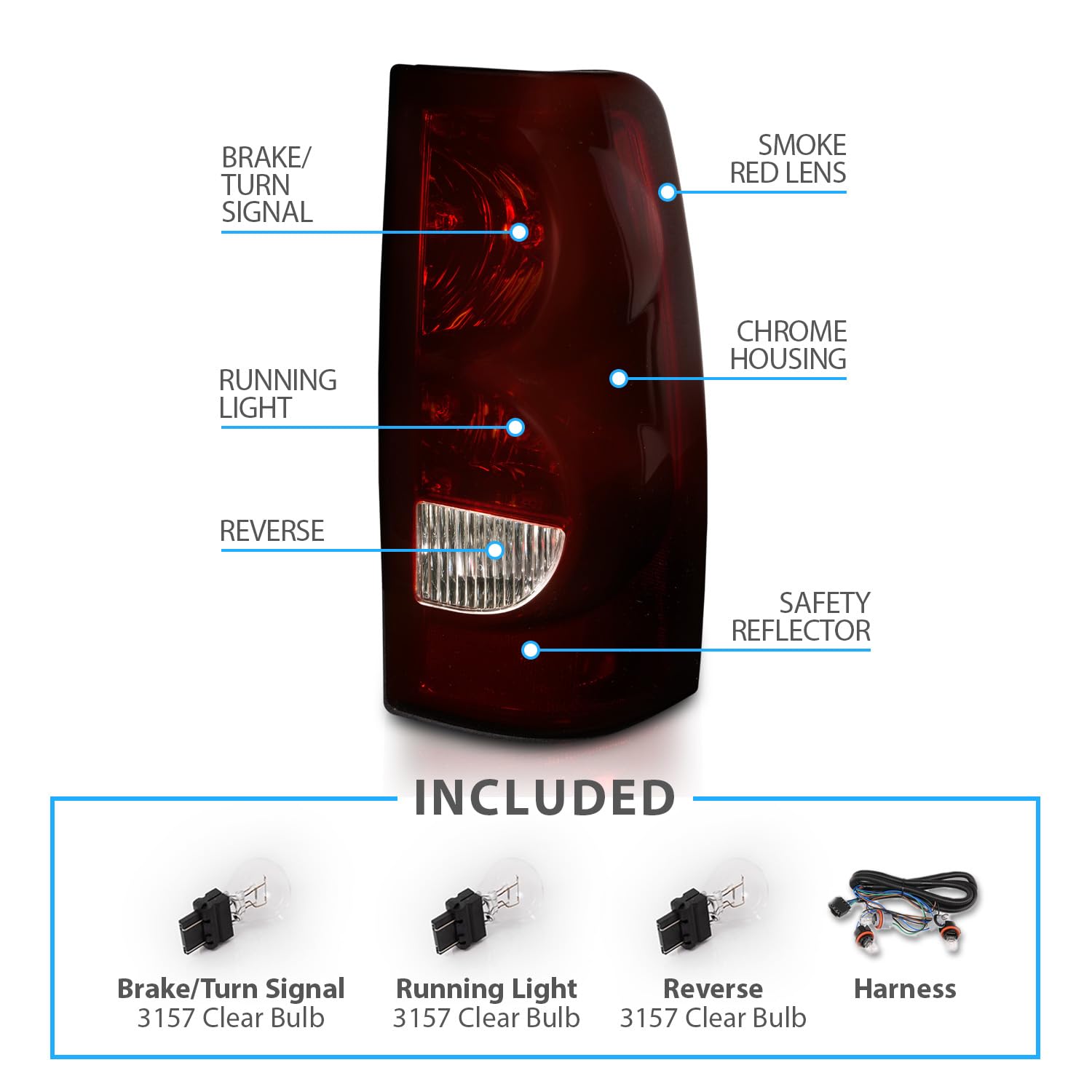 Amerilite For 1999-2002 Chevy Silverado / 99-06 Gmc Sierra Pickup Oe Dark Red Replacement Tail Lights Pair - Passenger & Driver