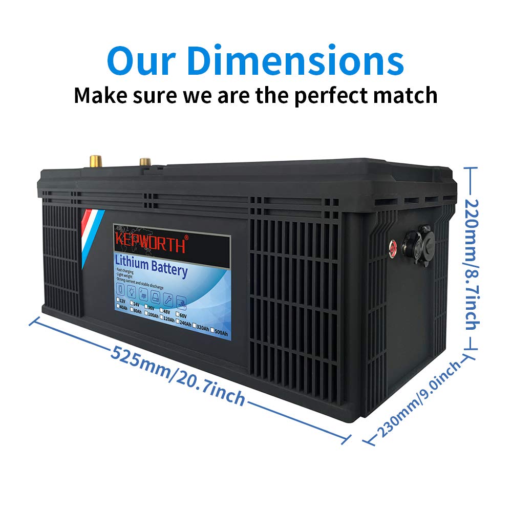 Kepworth 24V 100Ah Lifepo4 Battery Deep Cycle Lithium Iron Phosphate Battery Built-In Bms Lightweight Maintenance-Free Perfect For Rv/Camping, Solar/Backup Power,Trolling,Motor/5-Years Warranty