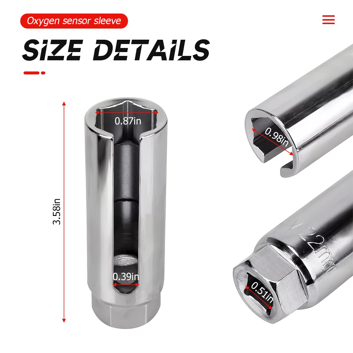 BELOMI Oxygen Sensor Sockets, 7/8 inch (22mm) Wire Gate Accesses Sensor from Side, Premium Drive Offset Oxygen Sensor Socket Uni