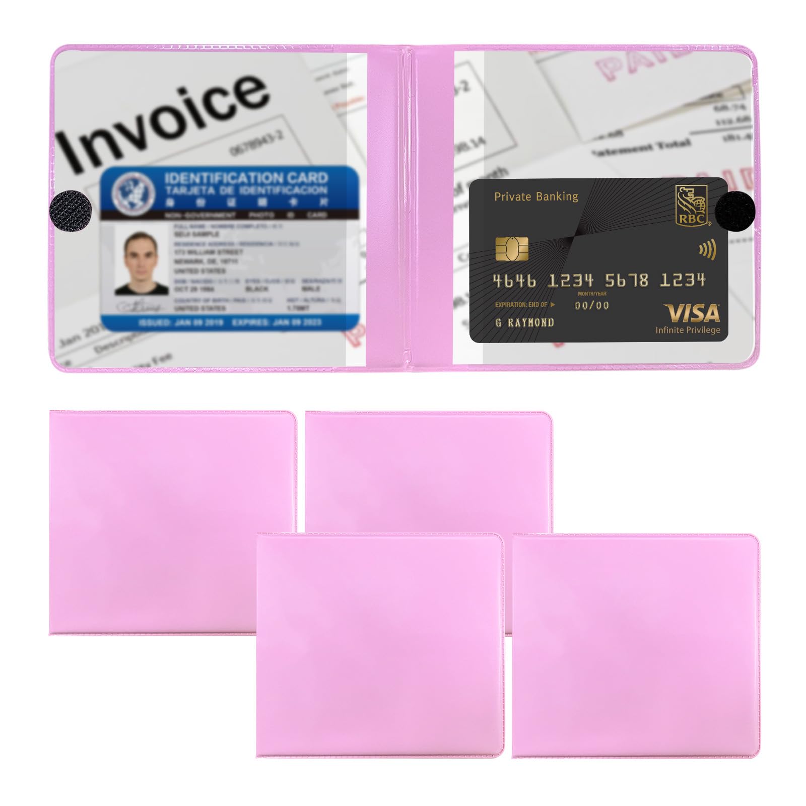 Ziciner 4PCS Car Registration and Insurance Holder, 5.2''   4.7'' Premium Auto Glove Box Organizer with Closure, Essential Vehic