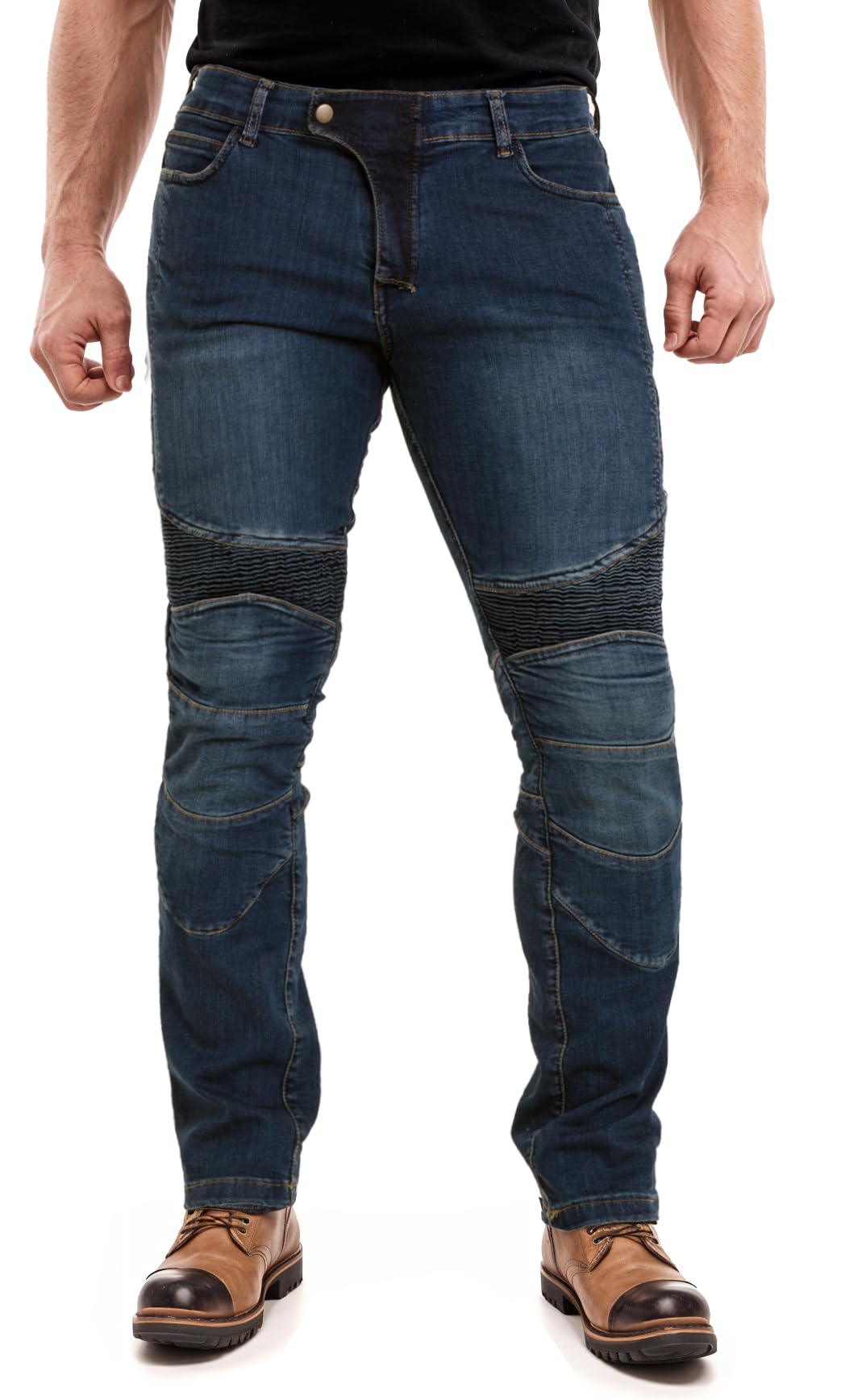Juicy Trendz Men's Motorcycle Jeans - Motorbike Riding Pants with Protective Knee and Hip Armor Blue