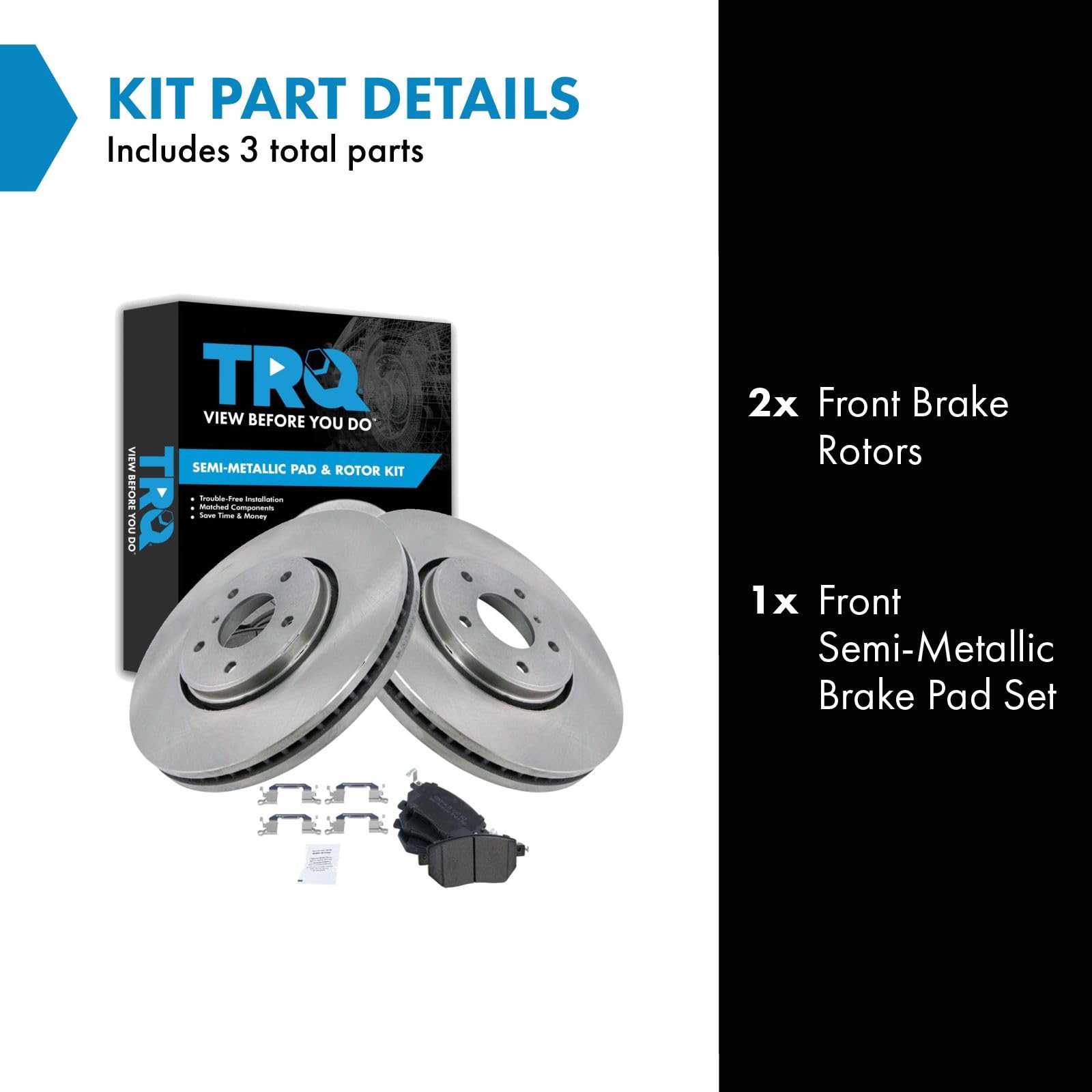 Trq Front Brake Pad & Rotor Kit Brake Pads Brake Rotor Semi-Metallic Compatible With 2005 Infiniti Fx35 Fx45