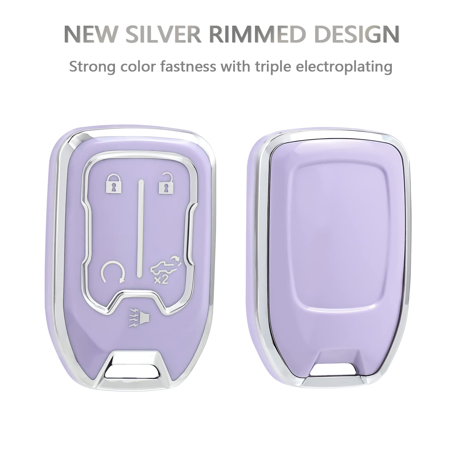 Offcurve Compatible With Gmc Key Fob Cover Key Fob Case For Chevy Suburban Tahoe Terrain Acadia Yukon Silverado Gmc Sierra 1500 2500Hd 3500Hd Car Accessories Smart Key Protector, Purple