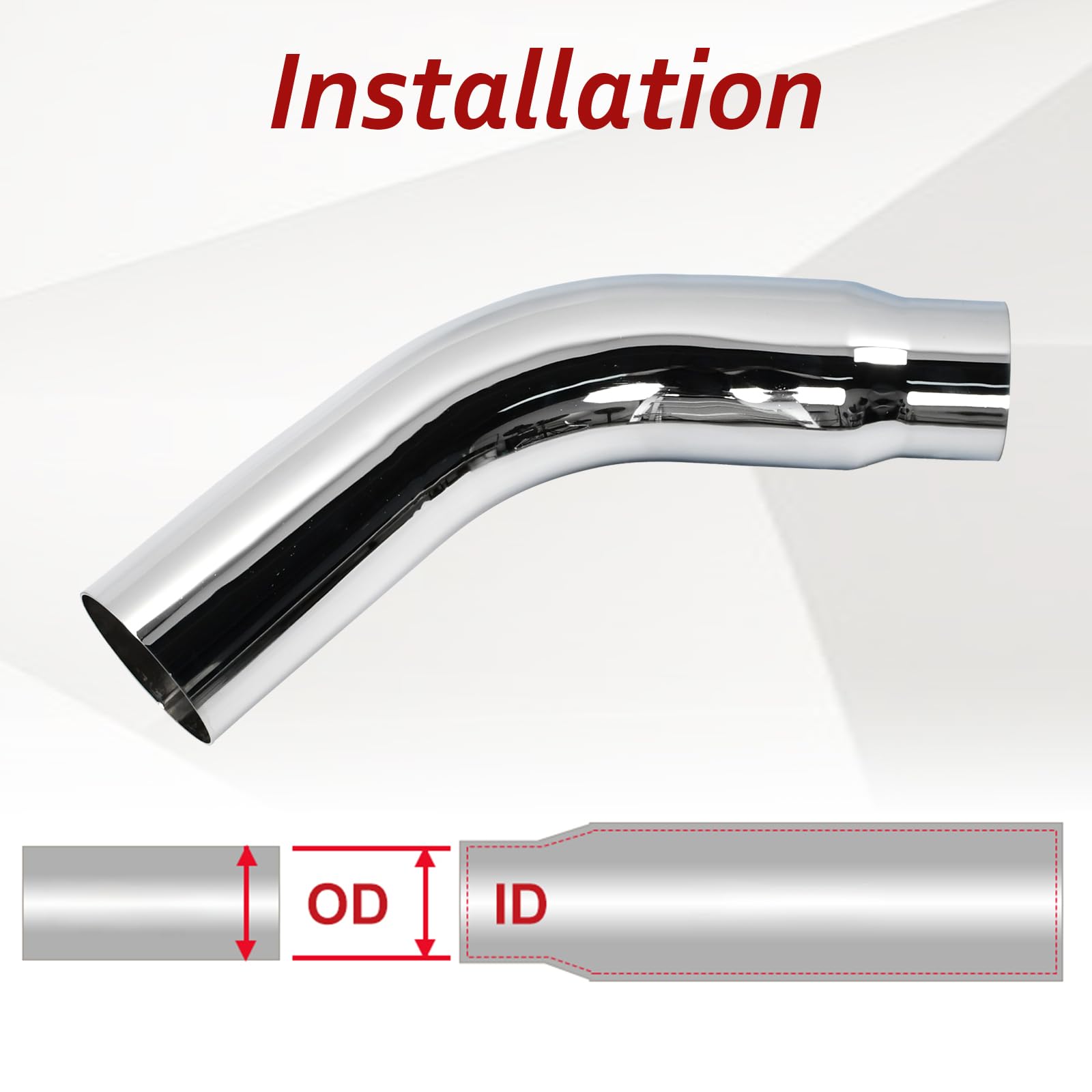 BIGREAT 4 Inch Chrome Plated Diesel Exhaust Elbow Tip,4'' Inlet 5'' Outlet Side Exit Exhaust Tip, 23'' Length Turndown Exhaust P