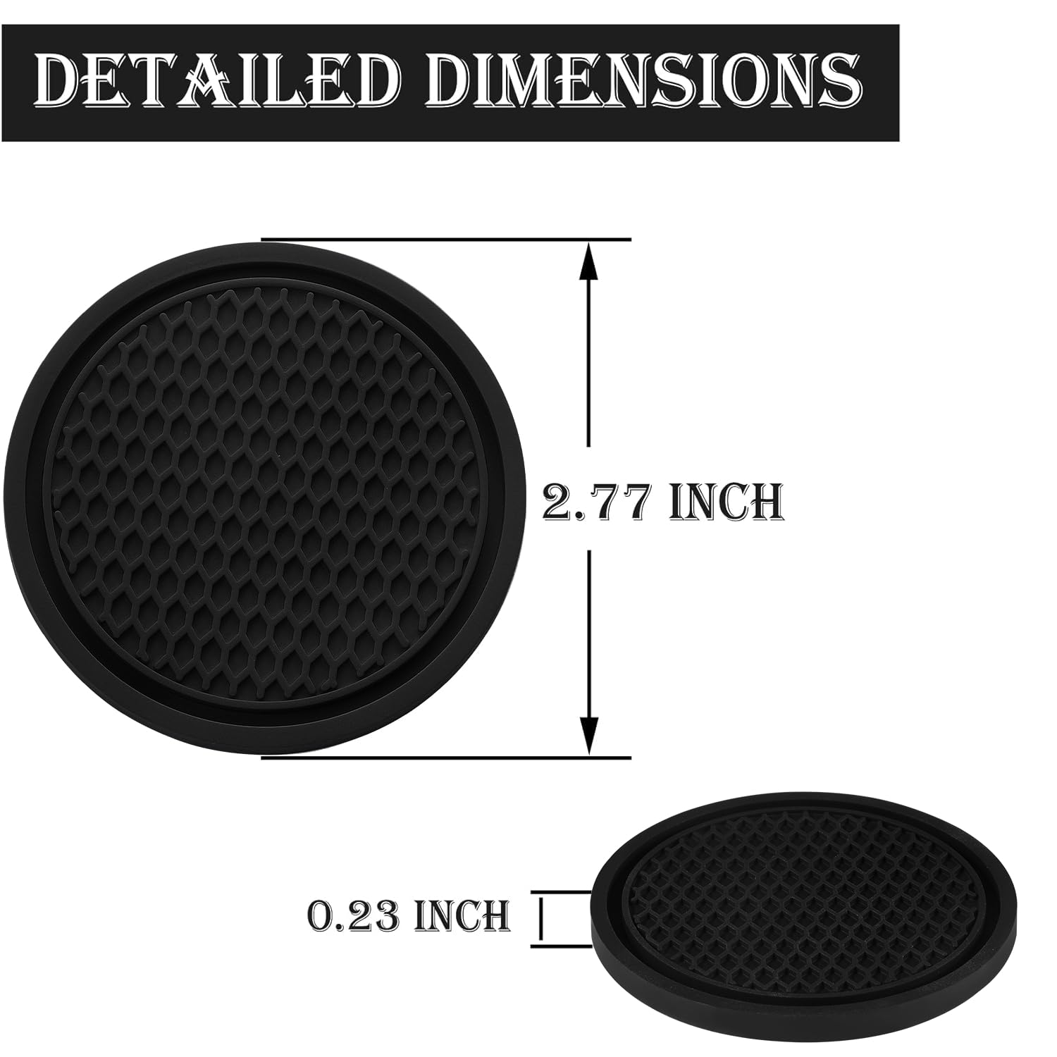 Singaro Car Cup Coaster, 4Pcs Universal Non-Slip Cup Holders Embedded In Ornaments Coaster, Car Interior Accessories, Black