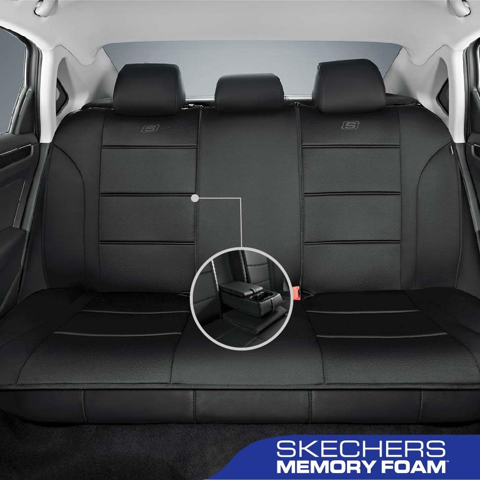 Skechers Memory Foam Car Seat Covers, Lycra Seat Covers Thick Memory Foam, Black Car Seat Cover Full Sets, Airbag Compatible, Au